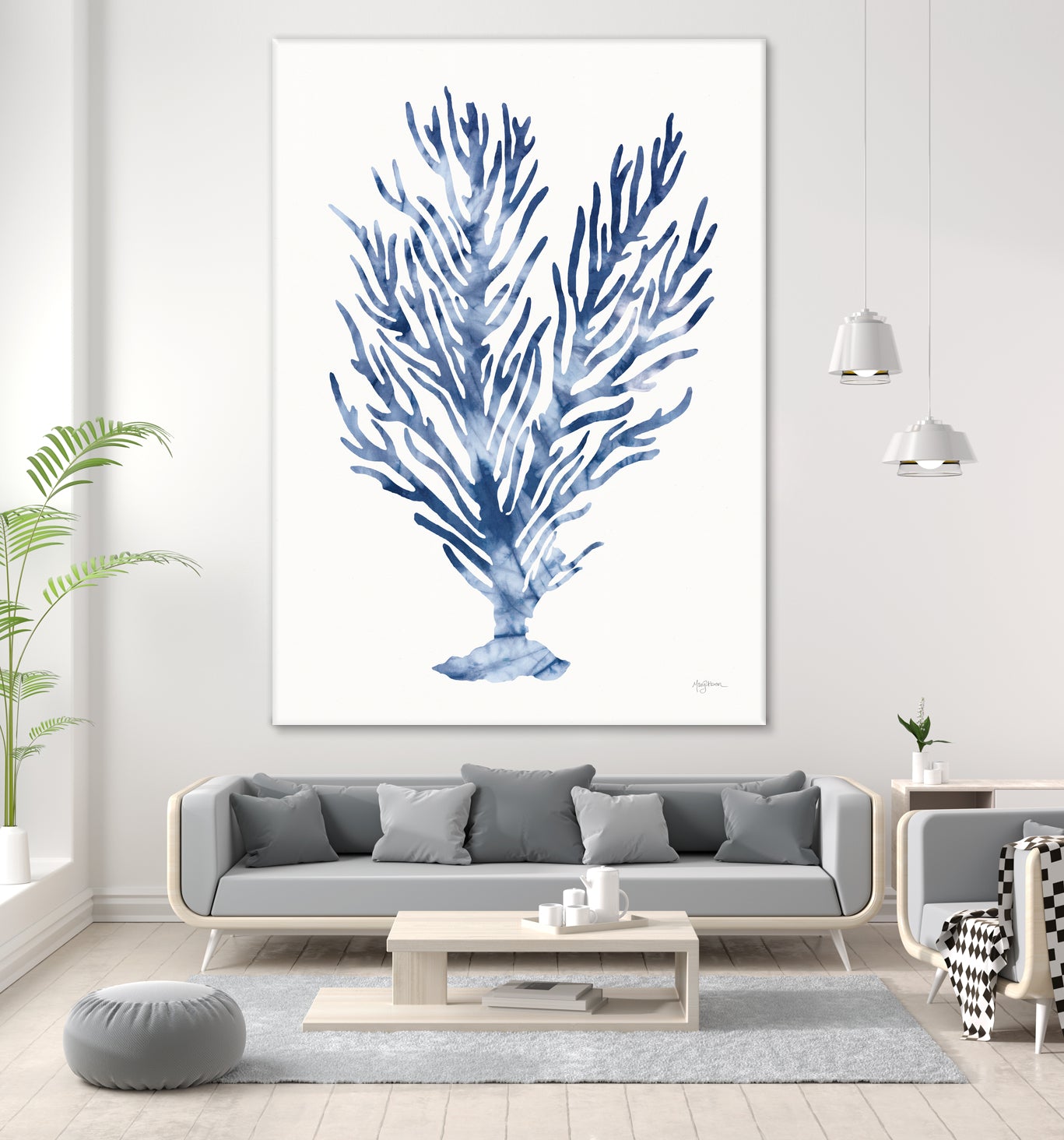 Shibori Coral IV by Mary Urban on GIANT ART - blue