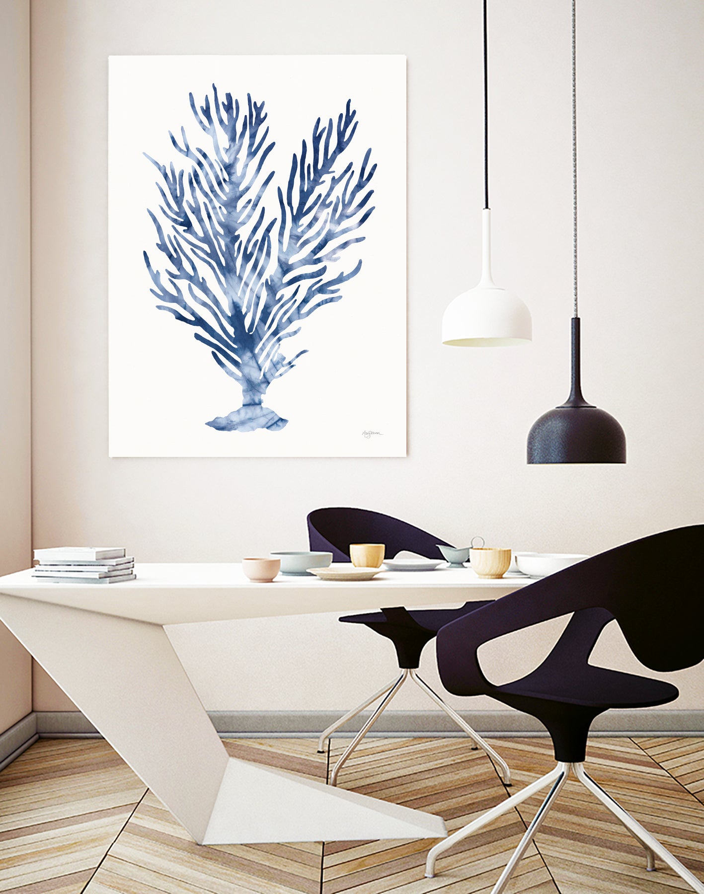 Shibori Coral IV by Mary Urban on GIANT ART - blue