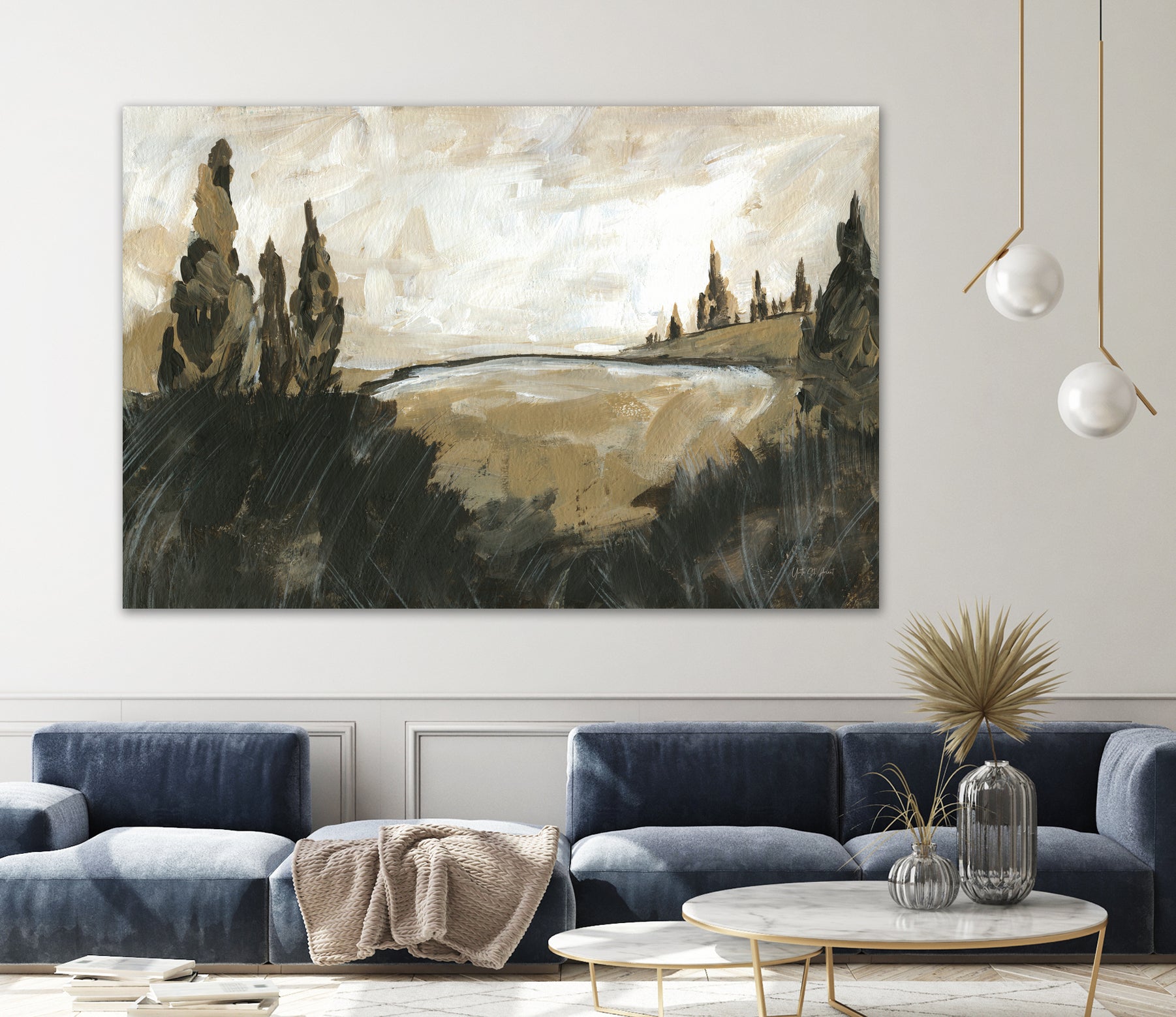 Vintage Rolling Hills by Yvette St. Amant on GIANT ART - black