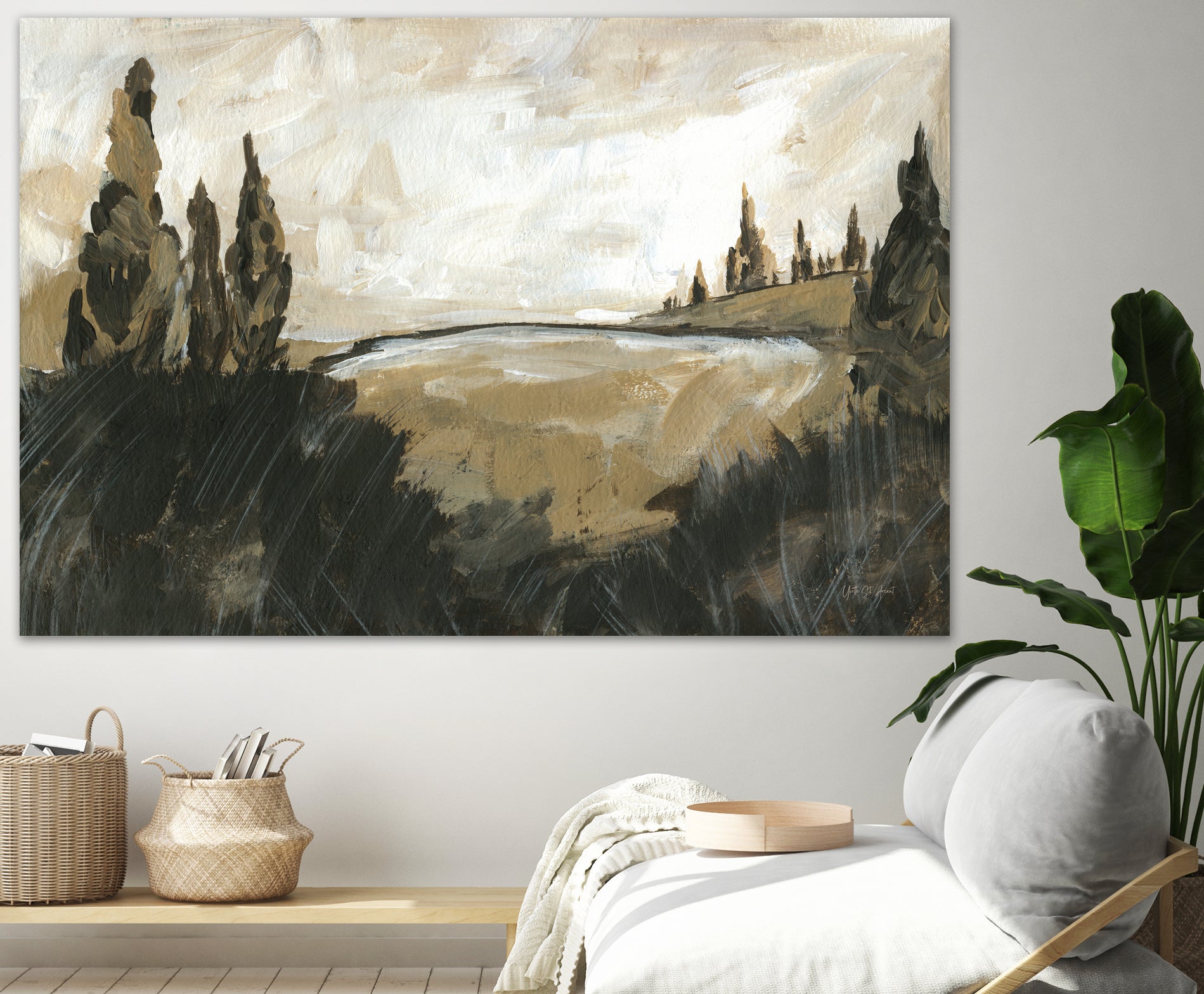 Vintage Rolling Hills by Yvette St. Amant on GIANT ART - black