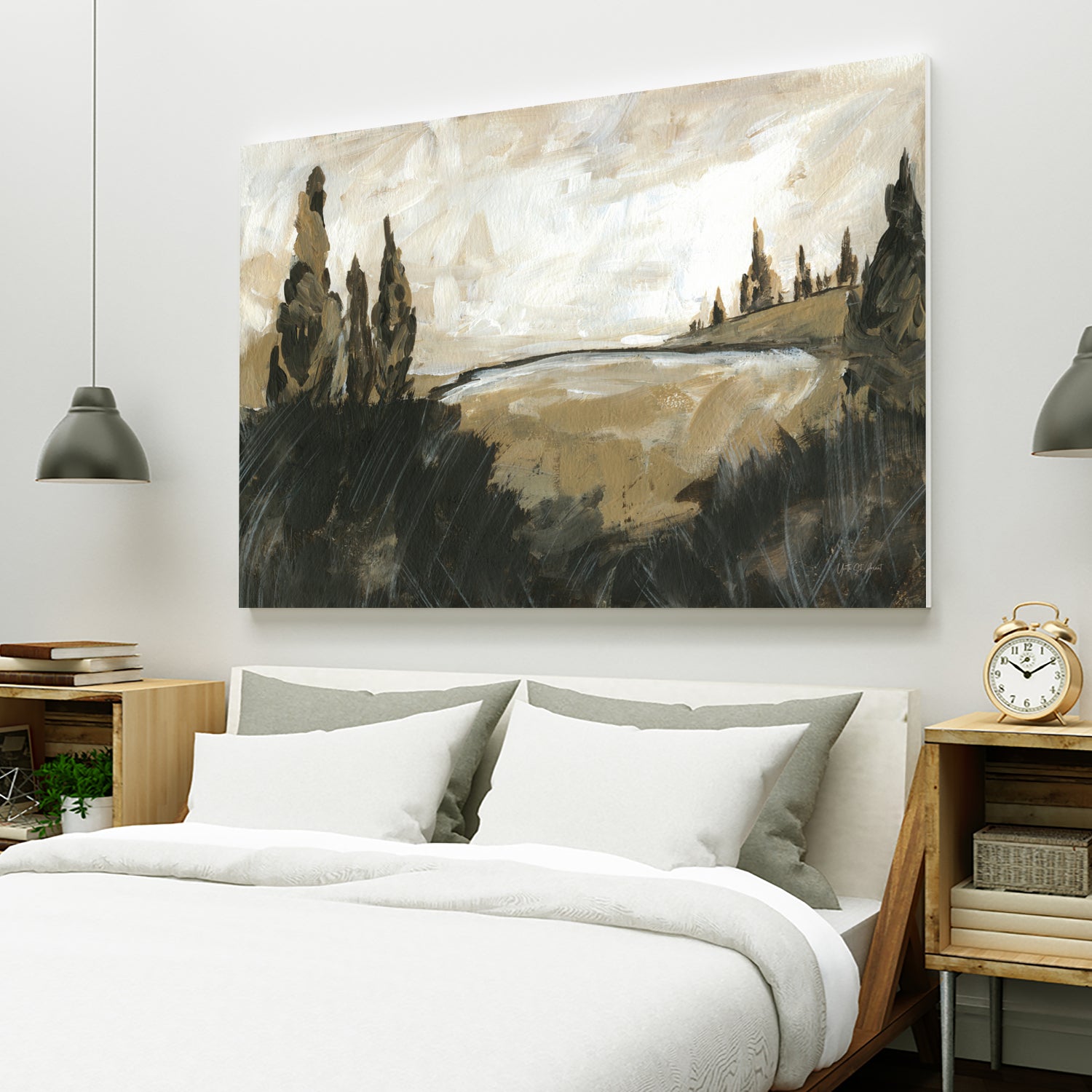 Vintage Rolling Hills by Yvette St. Amant on GIANT ART - black