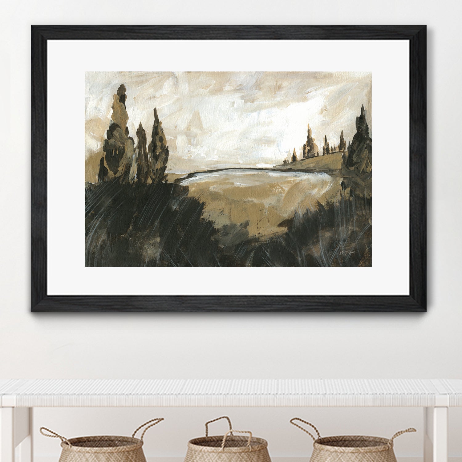 Vintage Rolling Hills by Yvette St. Amant on GIANT ART - black