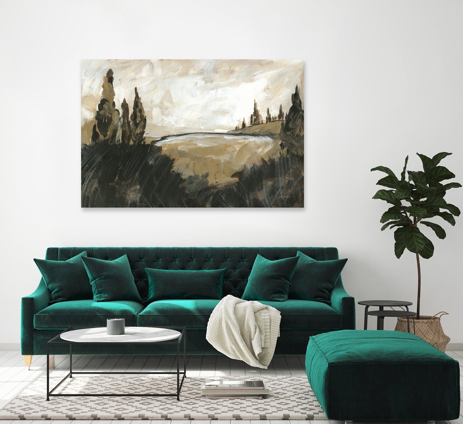 Vintage Rolling Hills by Yvette St. Amant on GIANT ART - black