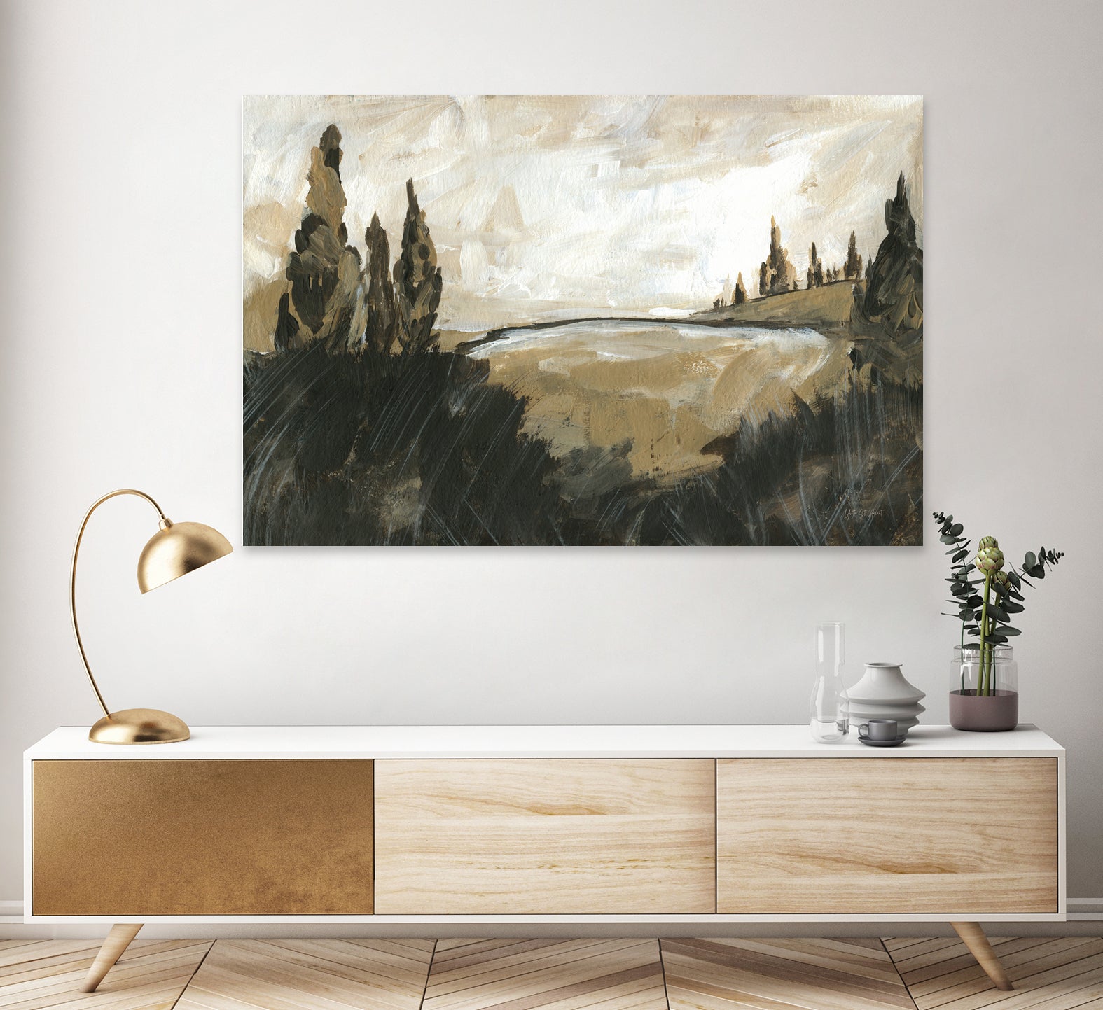 Vintage Rolling Hills by Yvette St. Amant on GIANT ART - black