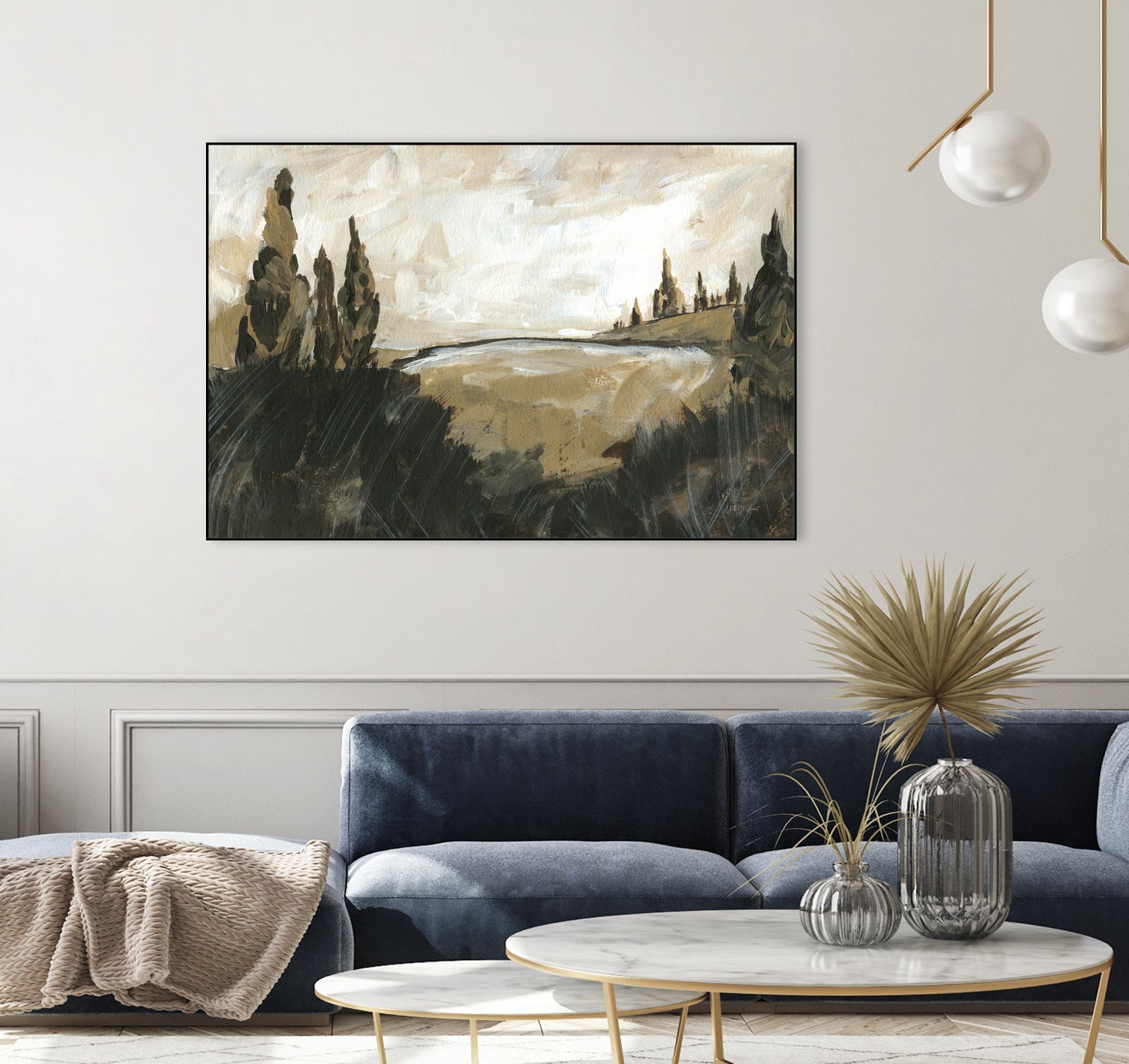 Vintage Rolling Hills by Yvette St. Amant on GIANT ART - black