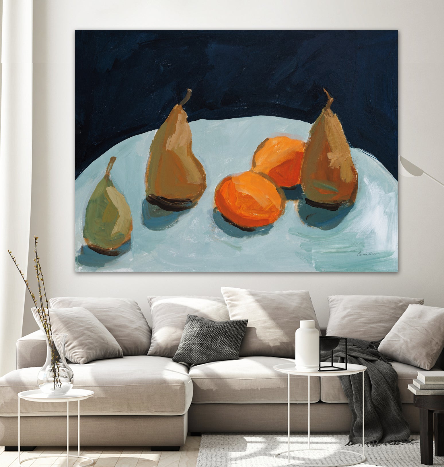 Pear and Orange by Pamela Munger on GIANT ART - blue