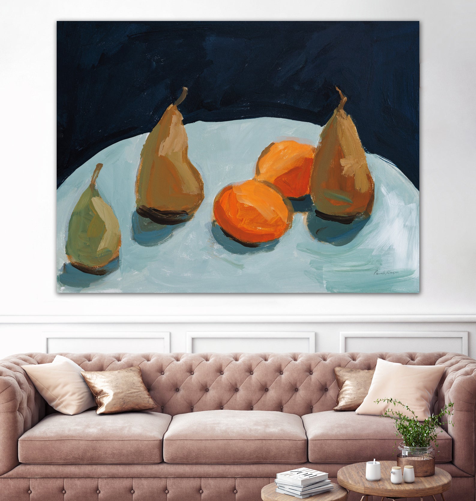 Pear and Orange by Pamela Munger on GIANT ART - blue