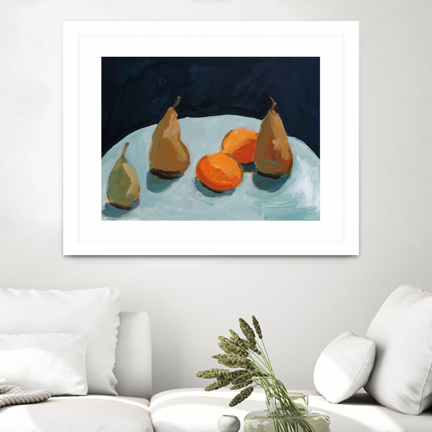 Pear and Orange by Pamela Munger on GIANT ART - blue