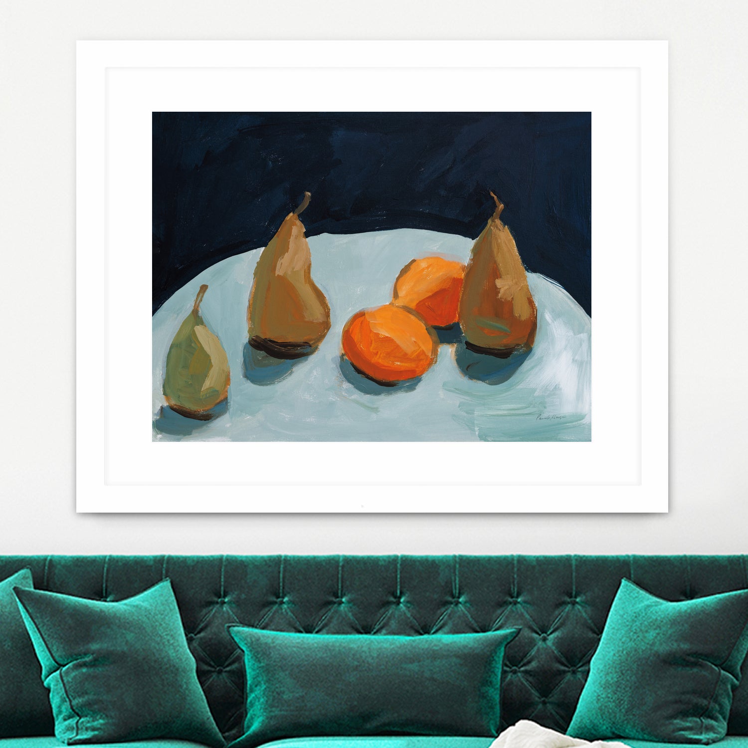 Pear and Orange by Pamela Munger on GIANT ART - blue