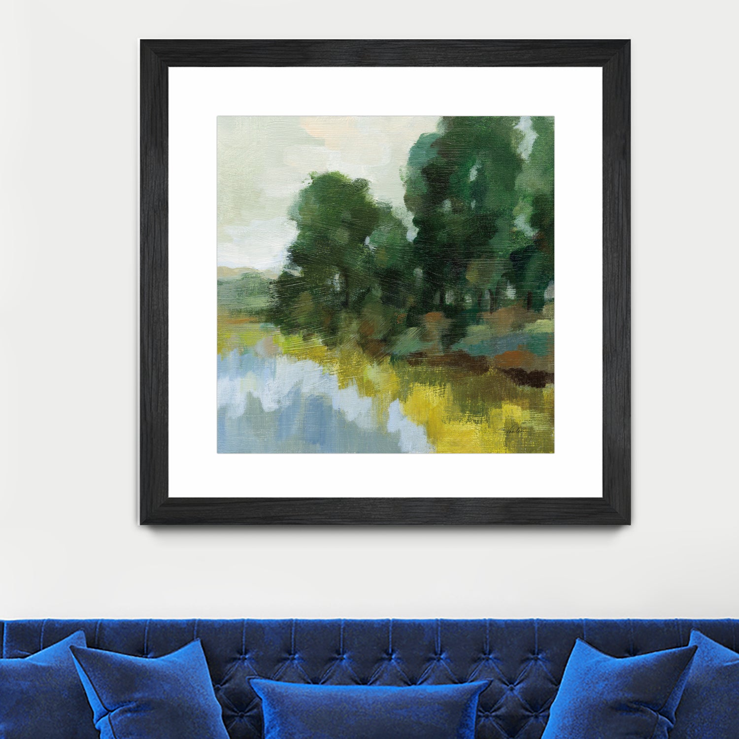 Willows by the Pond II by Silvia Vassileva on GIANT ART - blue