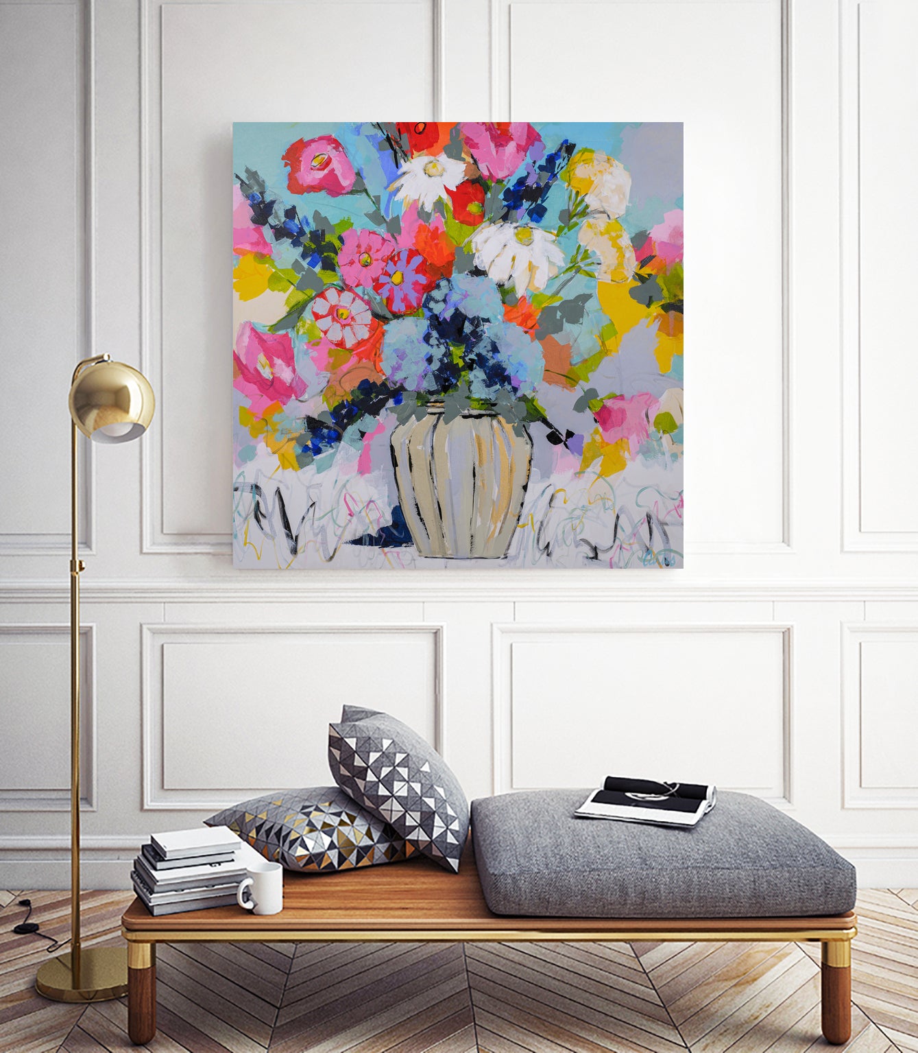 A Vibrant Floral No. 1 by Joan Curtis on GIANT ART - blue contemporary