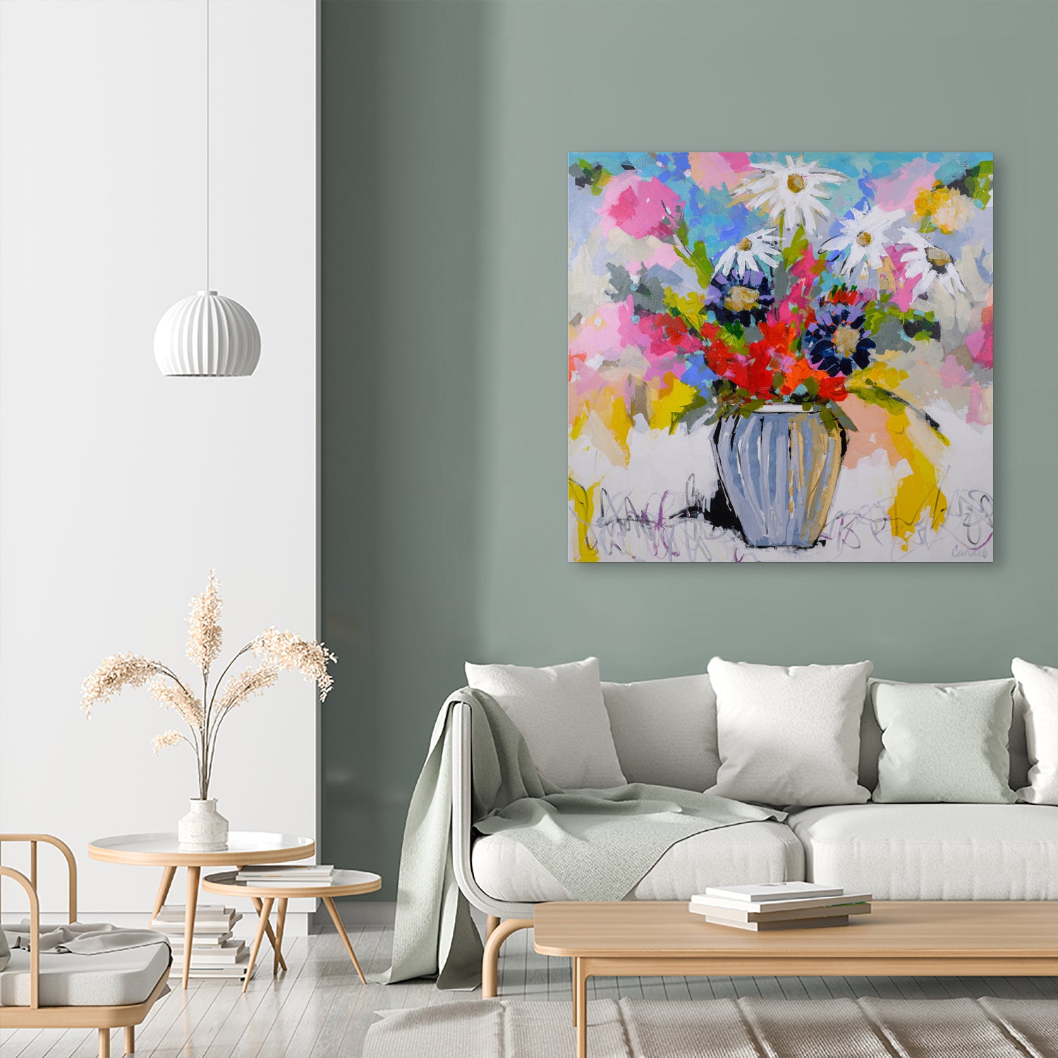 A Vibrant Floral No. 2 by Joan Curtis on GIANT ART - blue contemporary