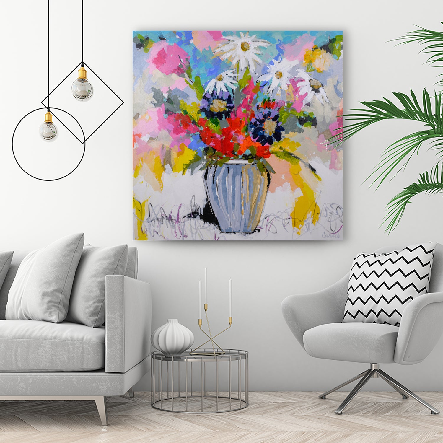 A Vibrant Floral No. 2 by Joan Curtis on GIANT ART - blue contemporary