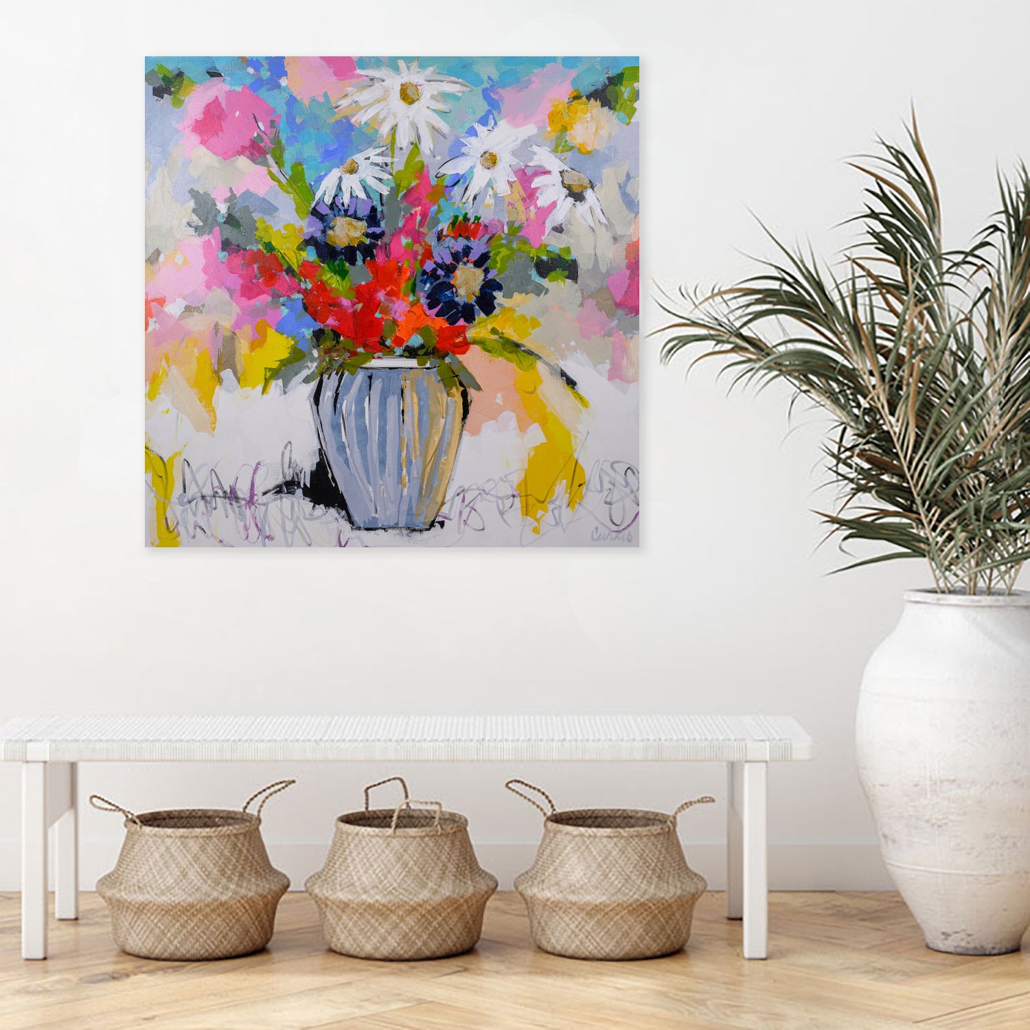 A Vibrant Floral No. 2 by Joan Curtis on GIANT ART - blue contemporary