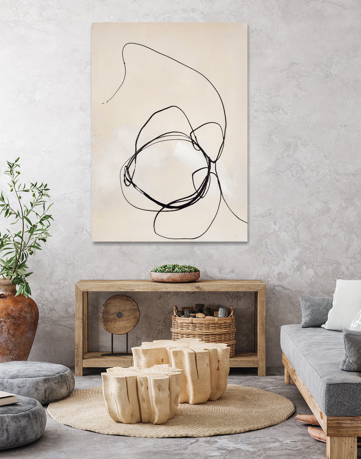 Fine Line 5 by Design Fabrikken on GIANT ART - beige linear