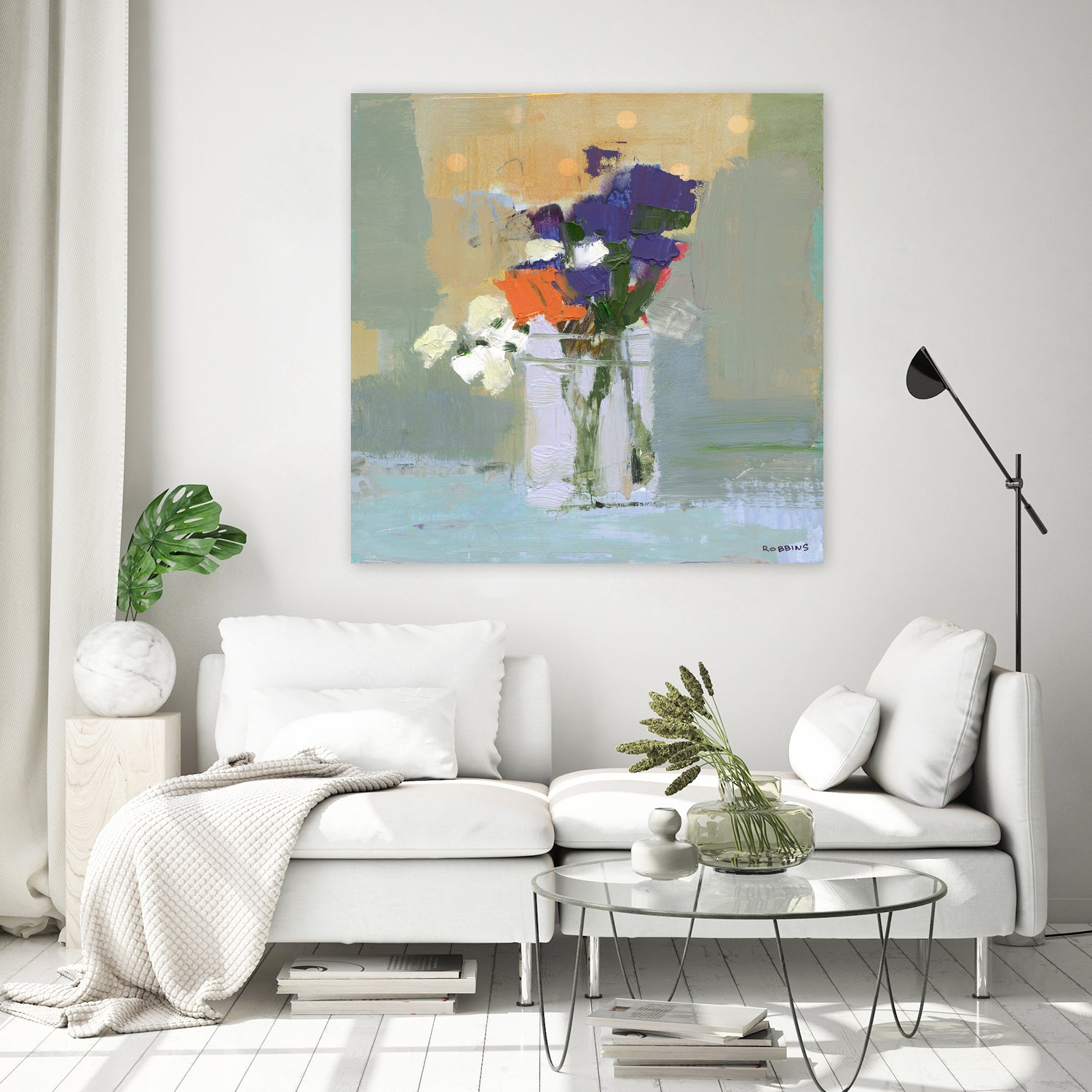 Bouquet With Polka Dots No. 8 by Kathleen Robbins on GIANT ART - gray contemporary