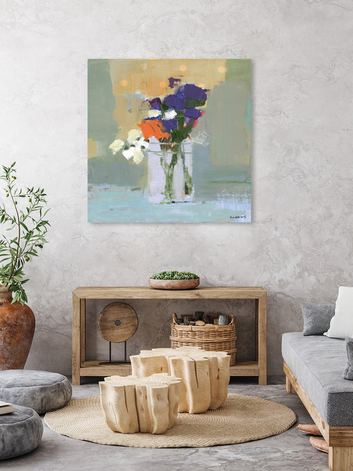 Bouquet With Polka Dots No. 8 by Kathleen Robbins on GIANT ART - gray contemporary