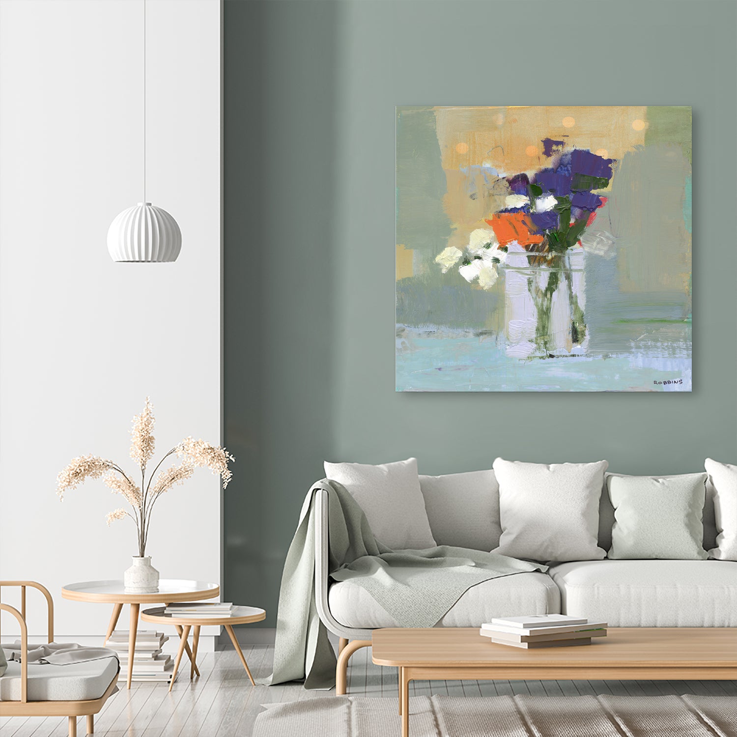 Bouquet With Polka Dots No. 8 by Kathleen Robbins on GIANT ART - gray contemporary