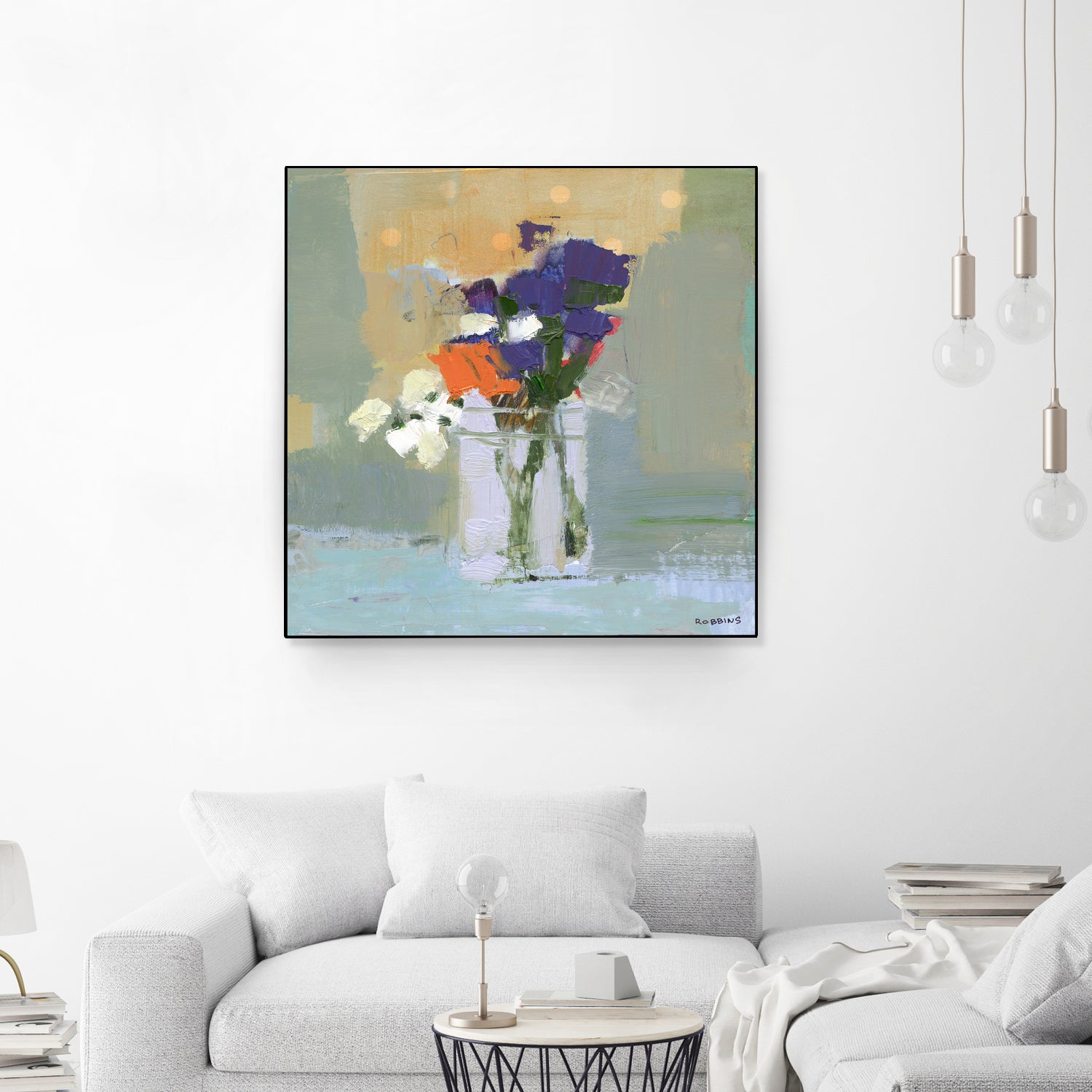 Bouquet With Polka Dots No. 8 by Kathleen Robbins on GIANT ART - gray contemporary