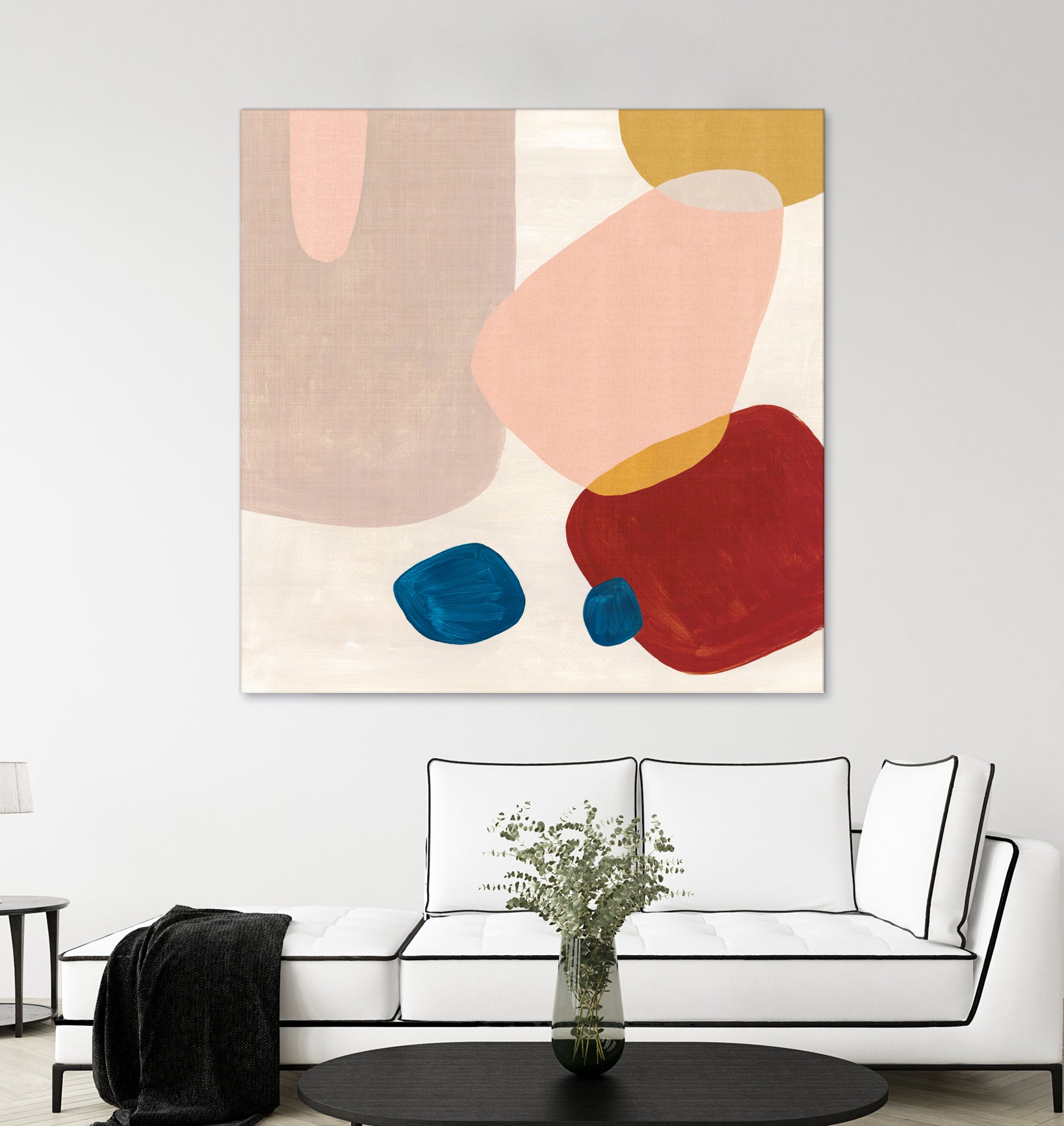 Pink Pebbles III by Eva Watts on GIANT ART - blue shapes