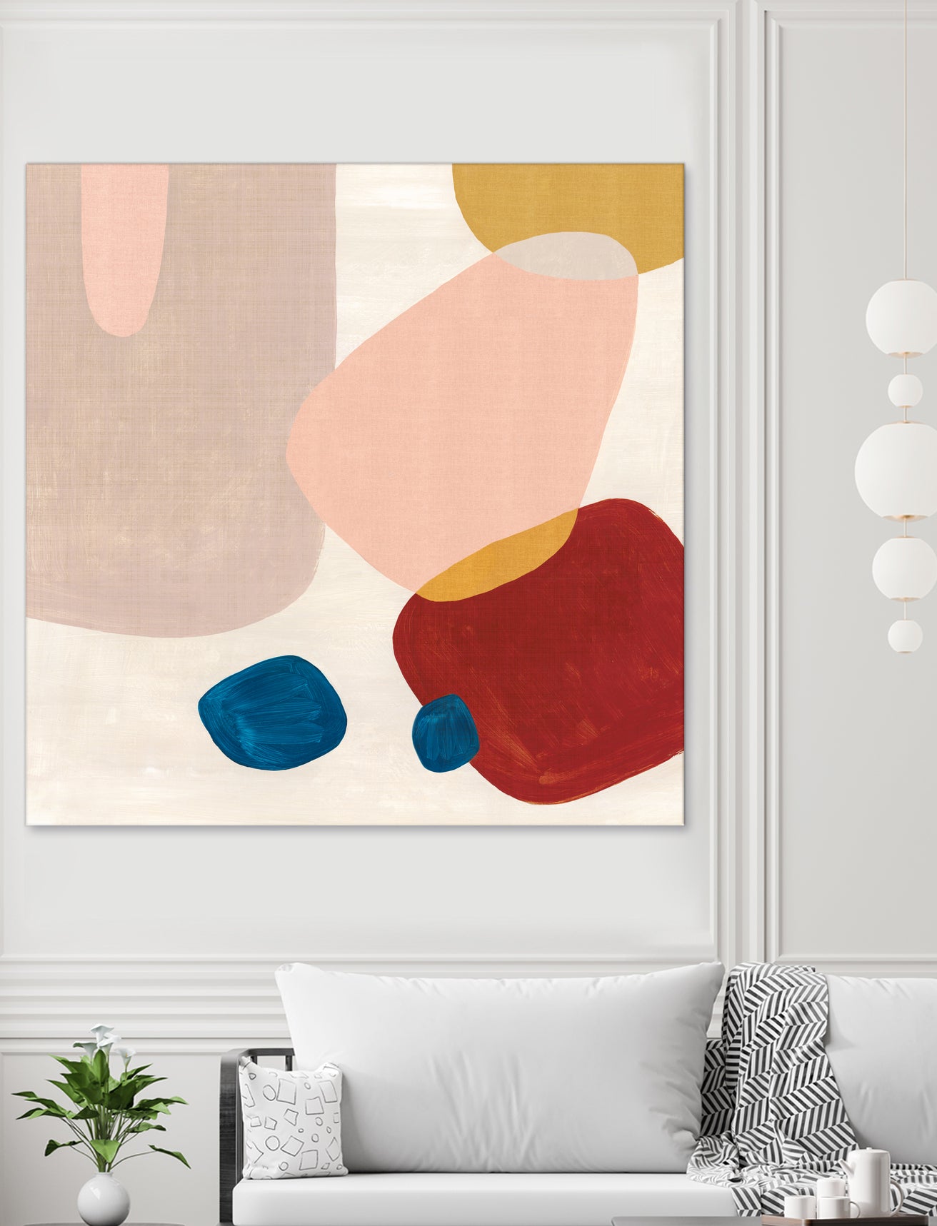 Pink Pebbles III by Eva Watts on GIANT ART - blue shapes