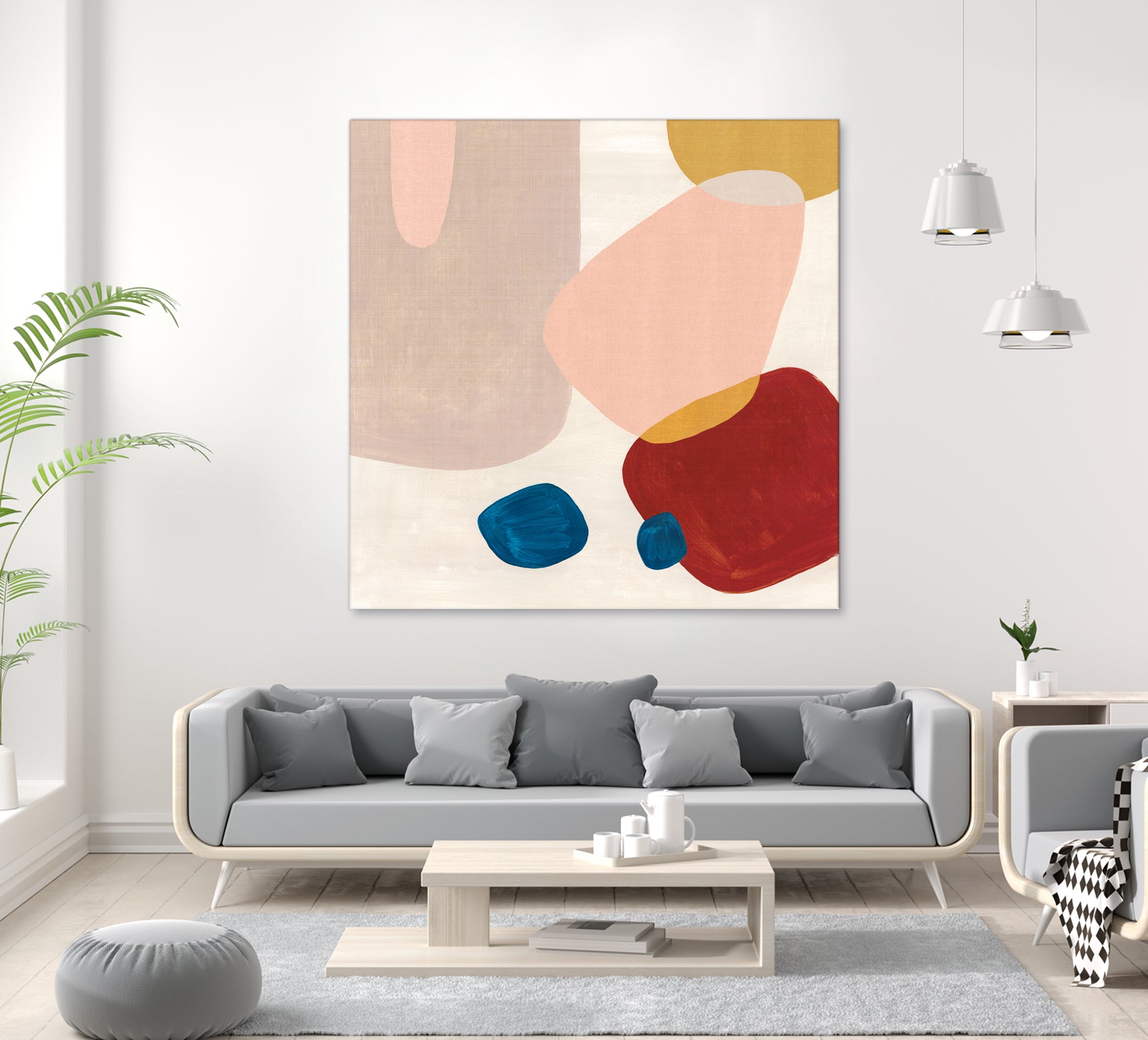 Pink Pebbles III by Eva Watts on GIANT ART - blue shapes