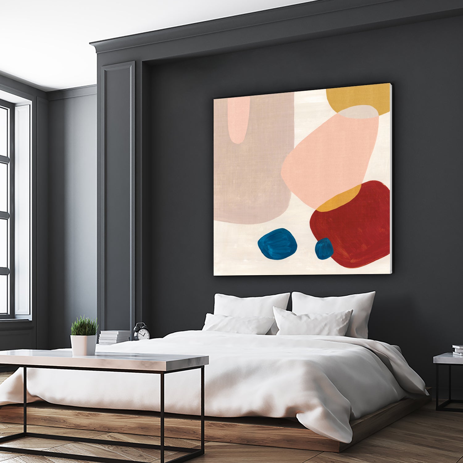 Pink Pebbles III by Eva Watts on GIANT ART - blue shapes