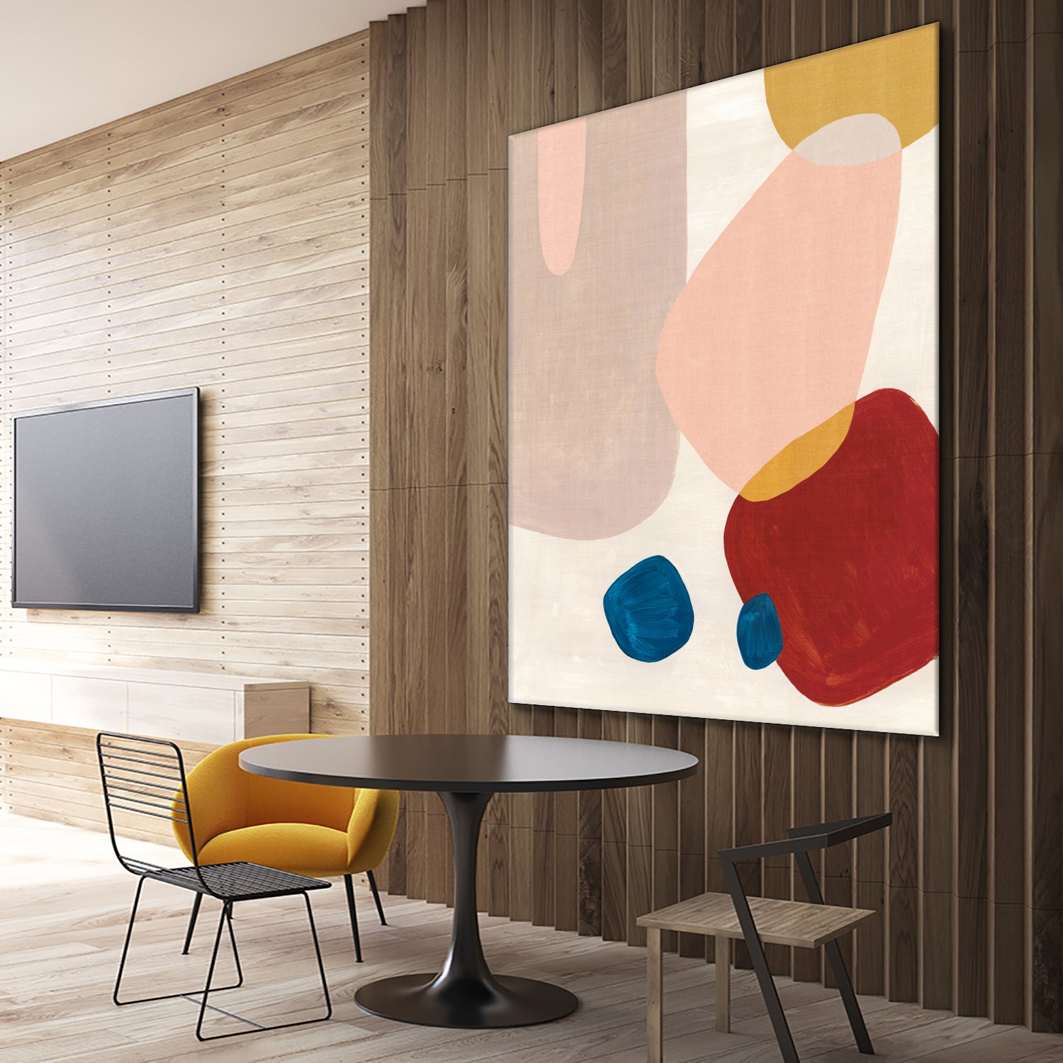 Pink Pebbles III by Eva Watts on GIANT ART - blue shapes