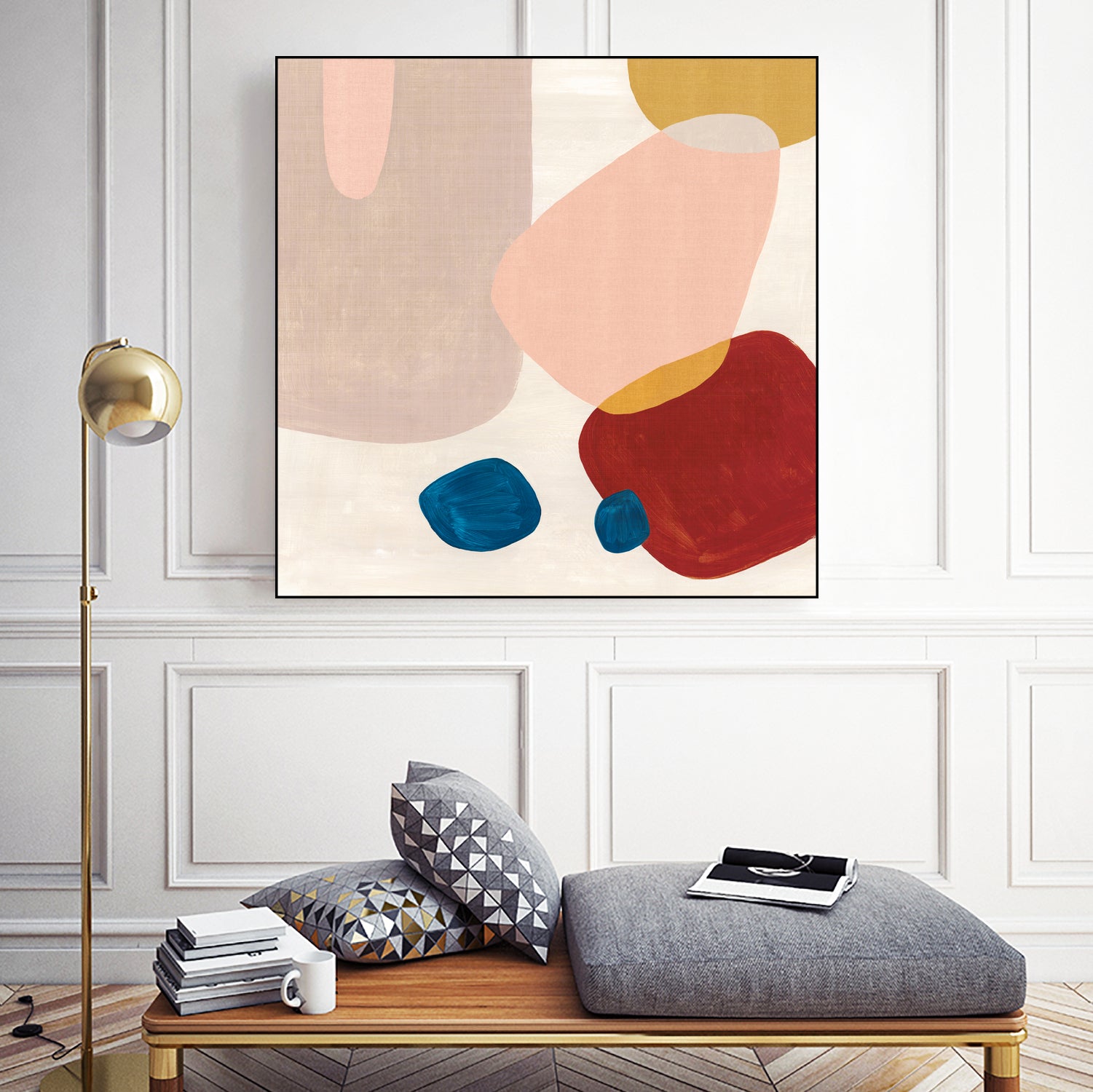 Pink Pebbles III by Eva Watts on GIANT ART - blue shapes