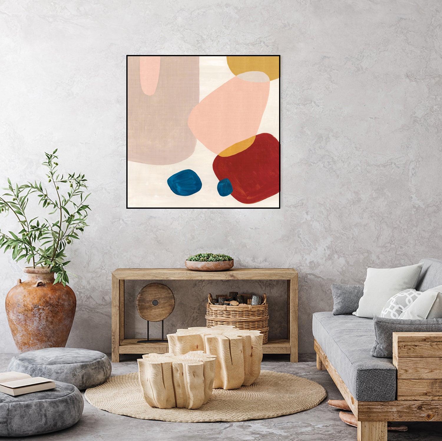 Pink Pebbles III by Eva Watts on GIANT ART - blue shapes