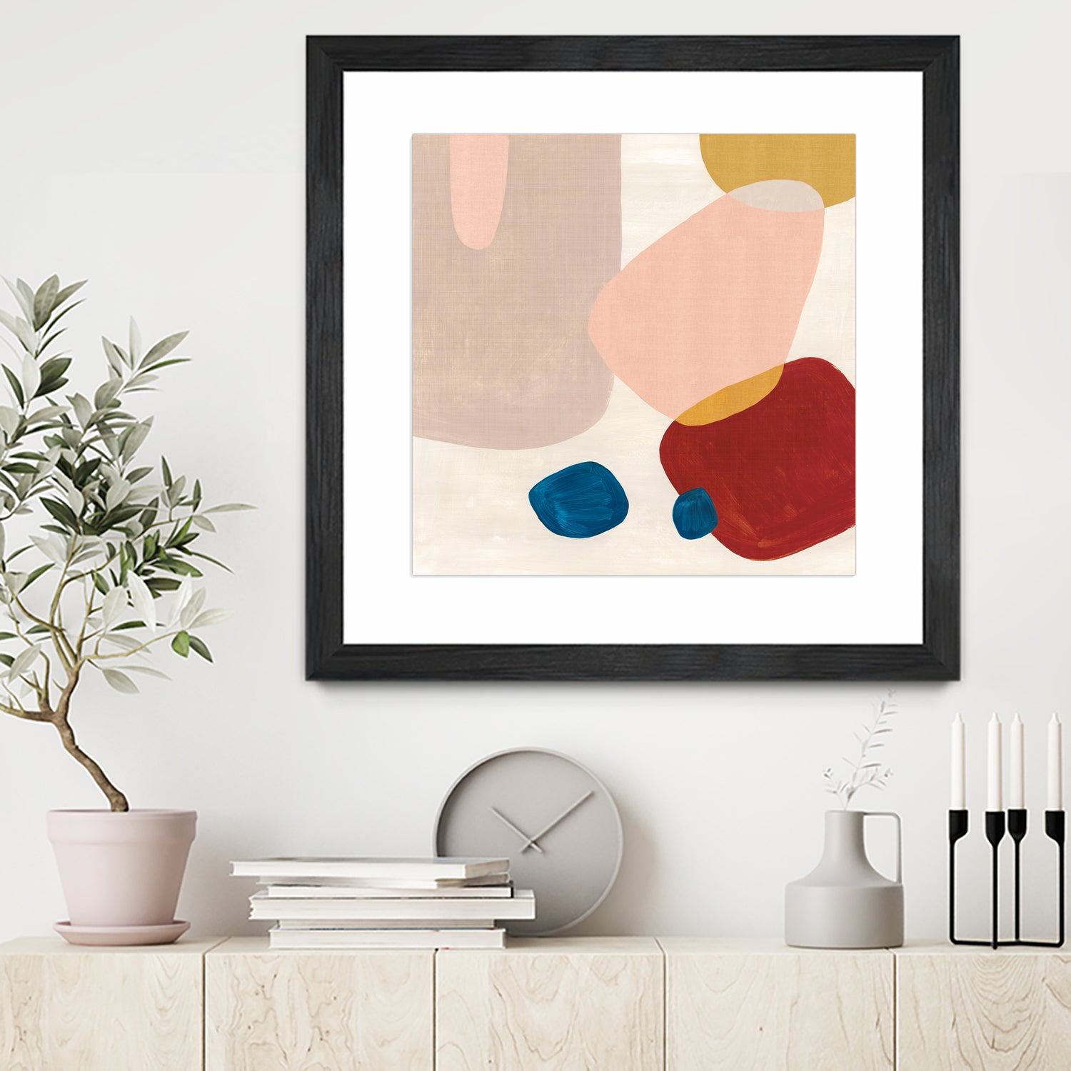 Pink Pebbles III by Eva Watts on GIANT ART - blue shapes