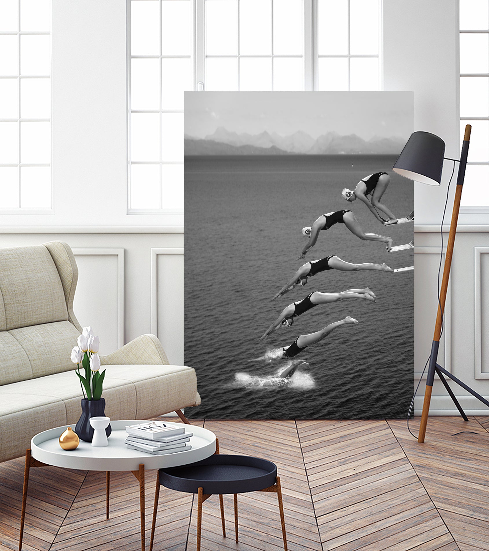 The beauty of diving by Greetje on GIANT ART - black and white  photography quick