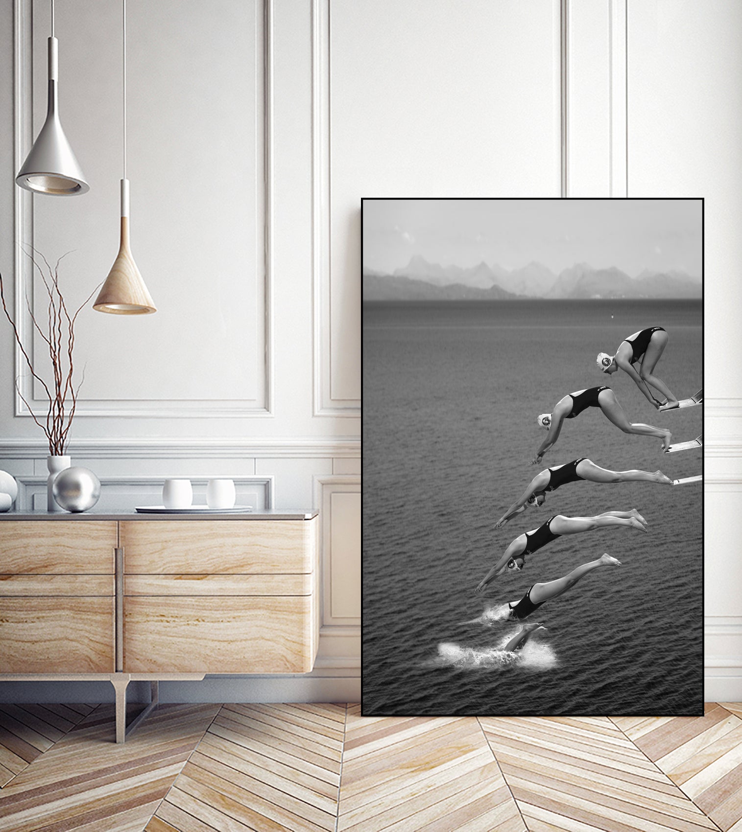 The beauty of diving by Greetje on GIANT ART - black and white  photography quick