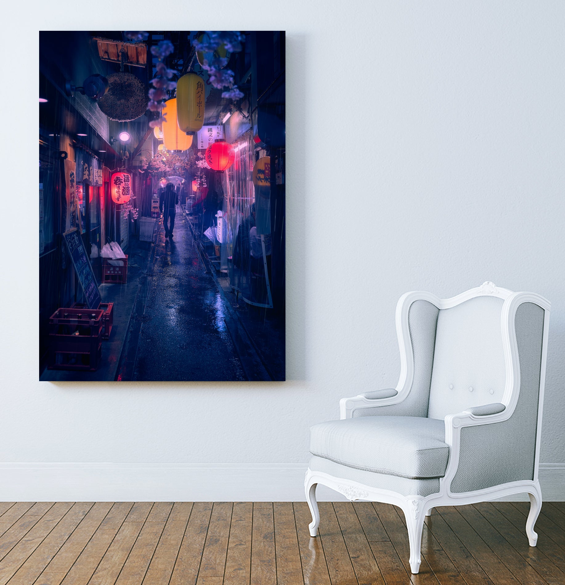 Tokyo Blue Rain by Javier on GIANT ART - night asia