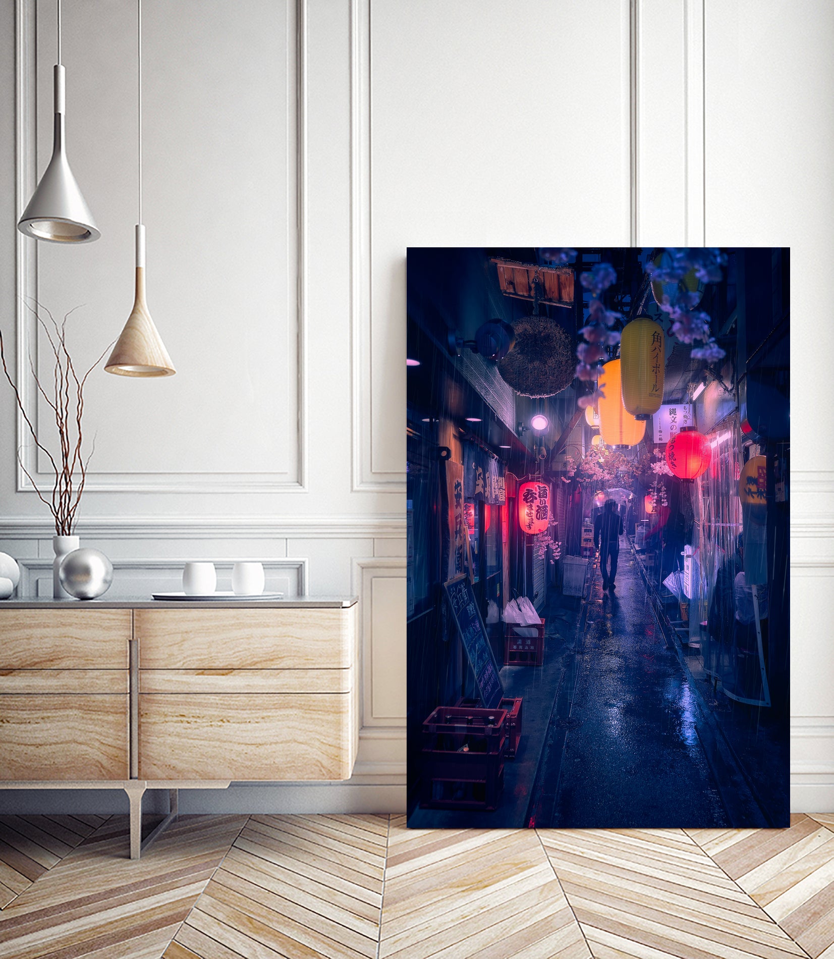 Tokyo Blue Rain by Javier on GIANT ART - night asia