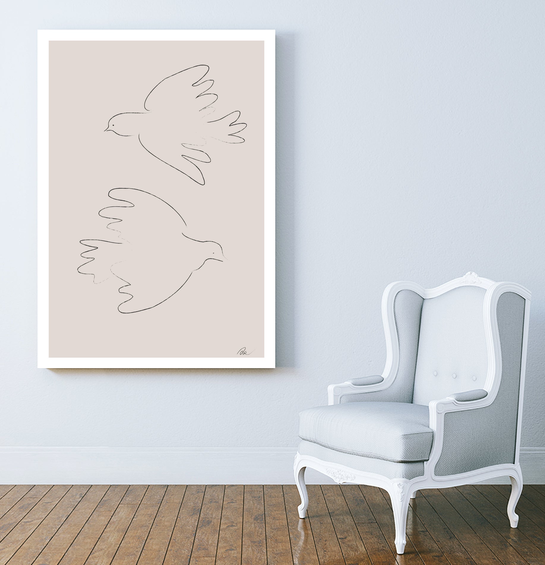 Two Doves by Pictufy on GIANT ART - line art dove
