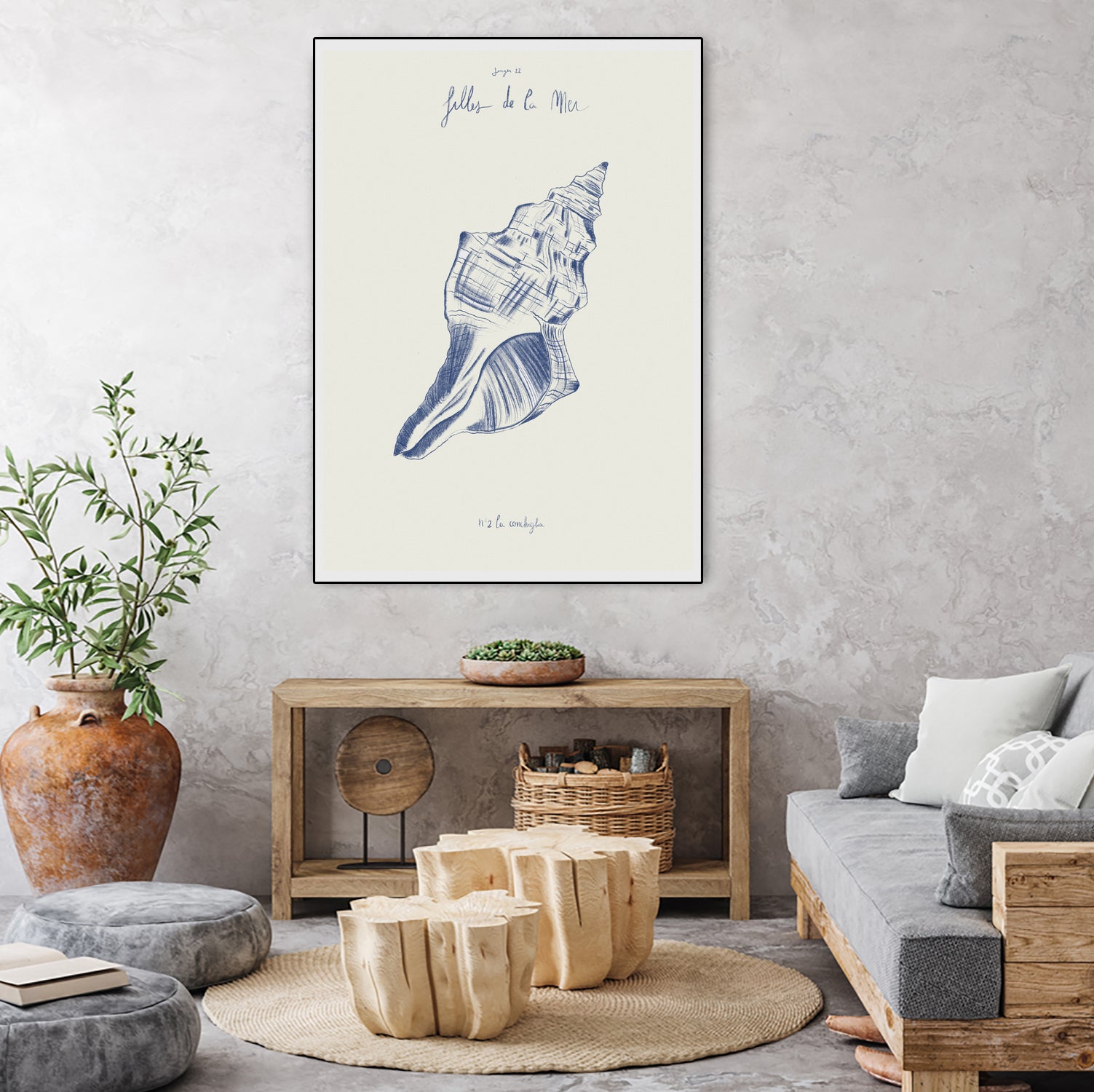 Filles de la mer n.2 - La conchiglia by Giulia Mora on GIANT ART - blue costal  mora