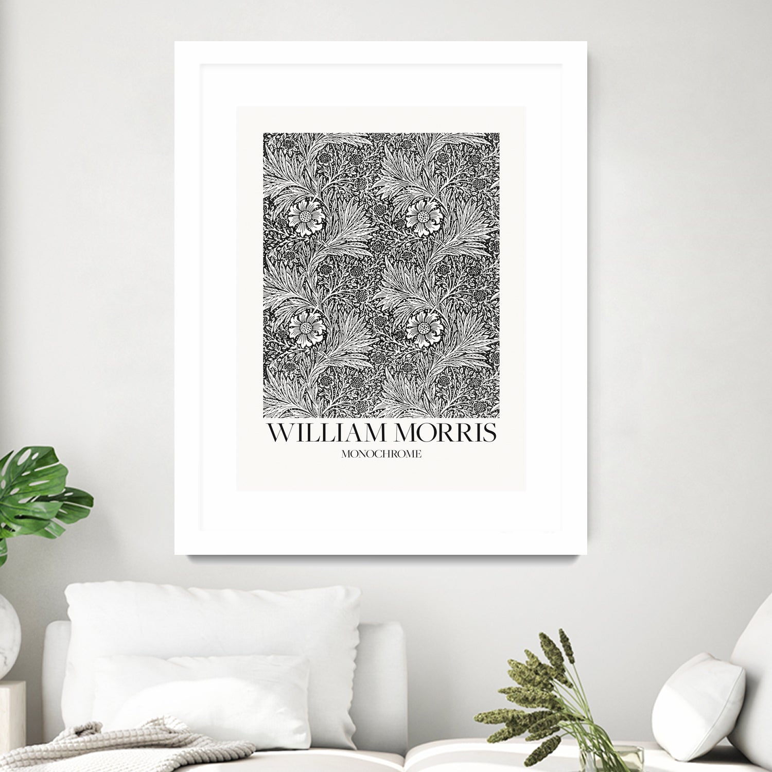 Marigold Monochrome by William Morris on GIANT ART - william morris flowers and plants william morris
