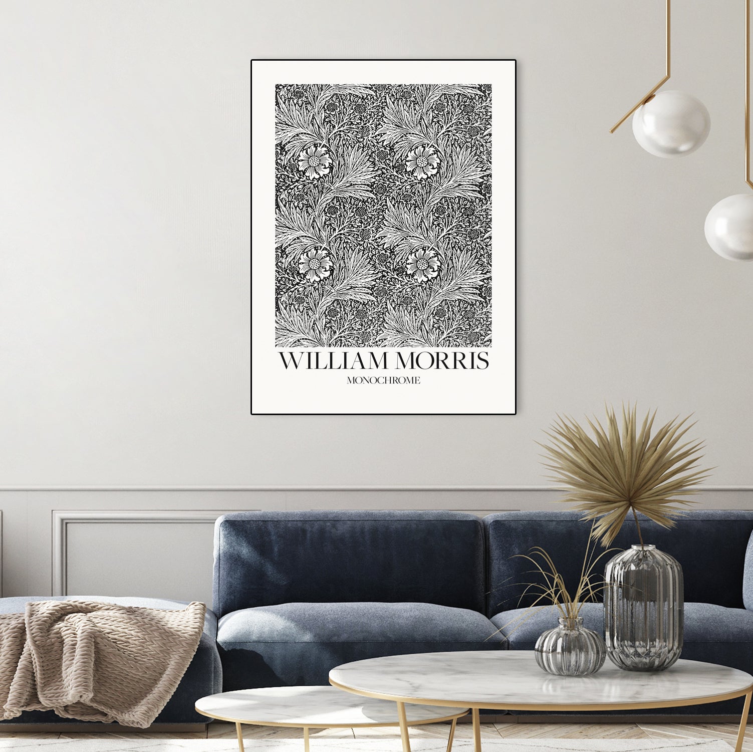 Marigold Monochrome by William Morris on GIANT ART - william morris flowers and plants william morris