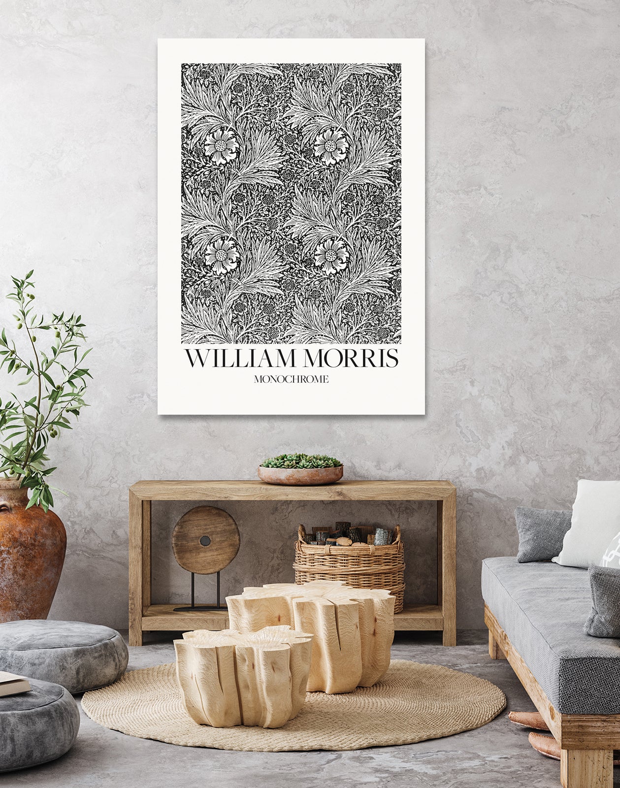 Marigold Monochrome by William Morris on GIANT ART - william morris flowers and plants william morris