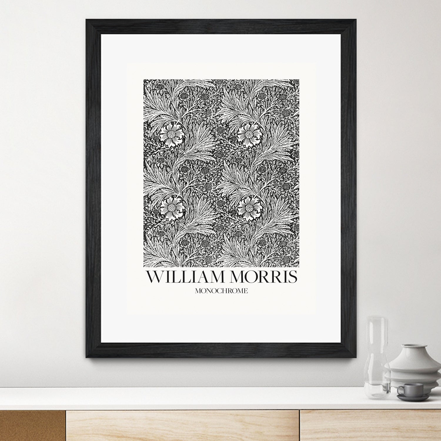 Marigold Monochrome by William Morris on GIANT ART - william morris flowers and plants william morris