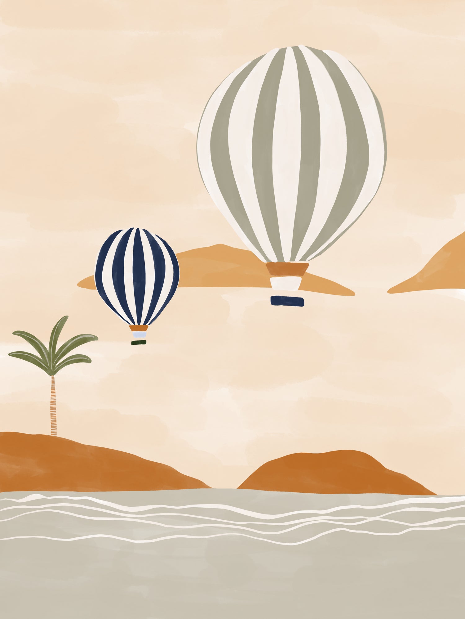 Airballoons In Dessert by Ivy on GIANT ART - illustration hot air balloon