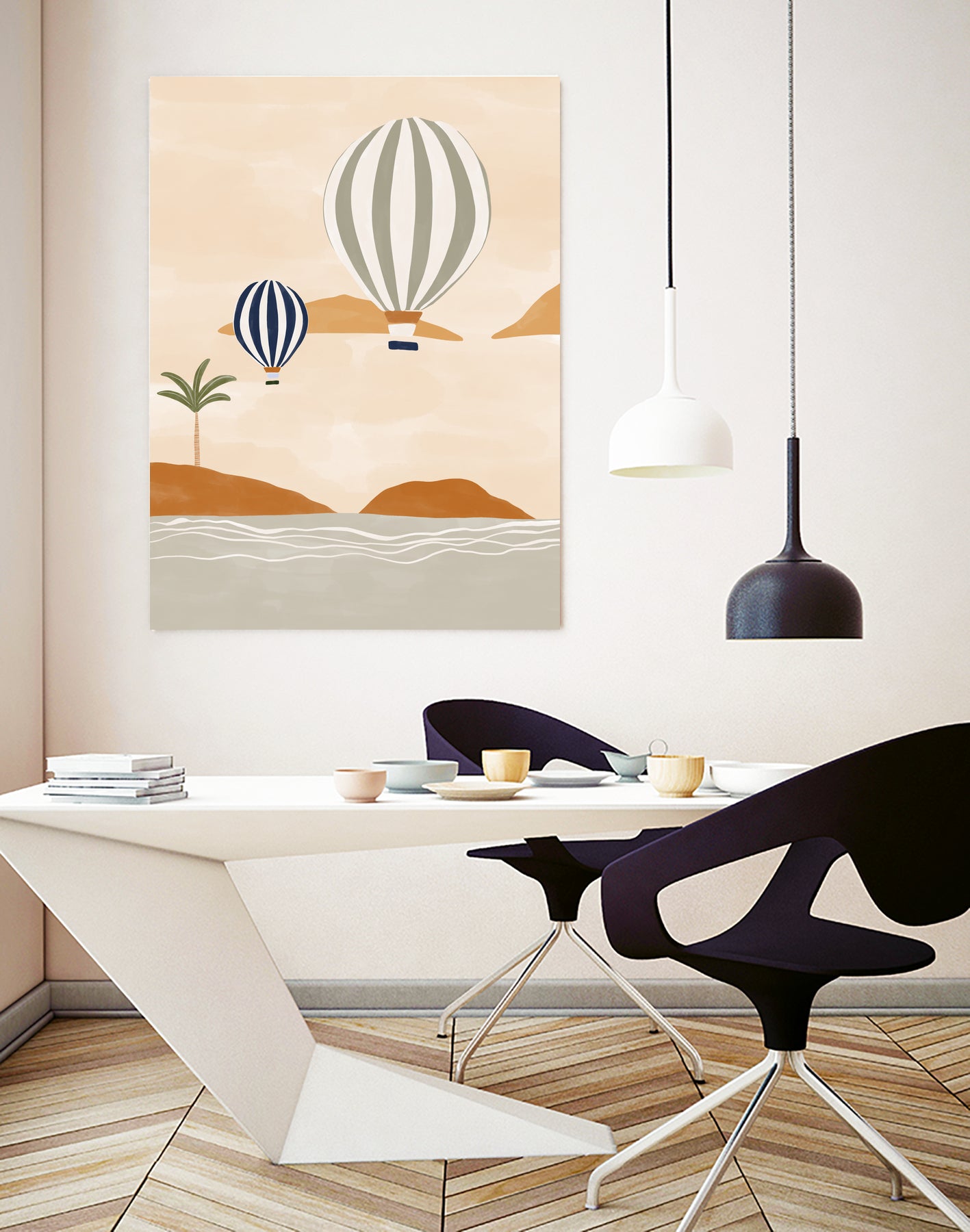 Airballoons In Dessert by Ivy on GIANT ART - illustration hot air balloon