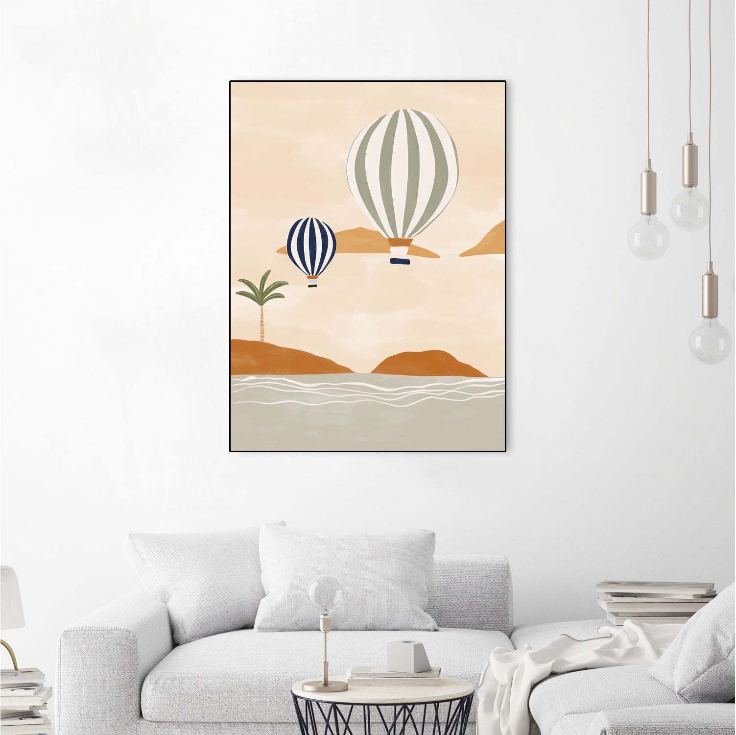 Airballoons In Dessert by Ivy on GIANT ART - illustration hot air balloon