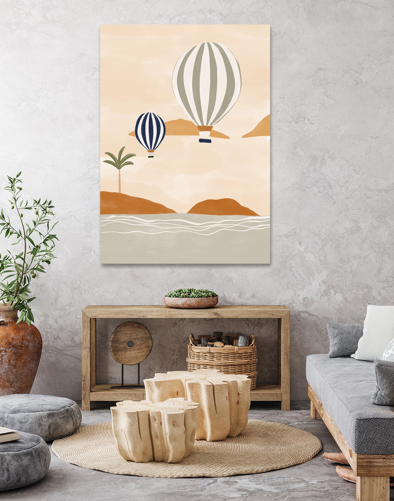 Airballoons In Dessert by Ivy on GIANT ART - illustration hot air balloon
