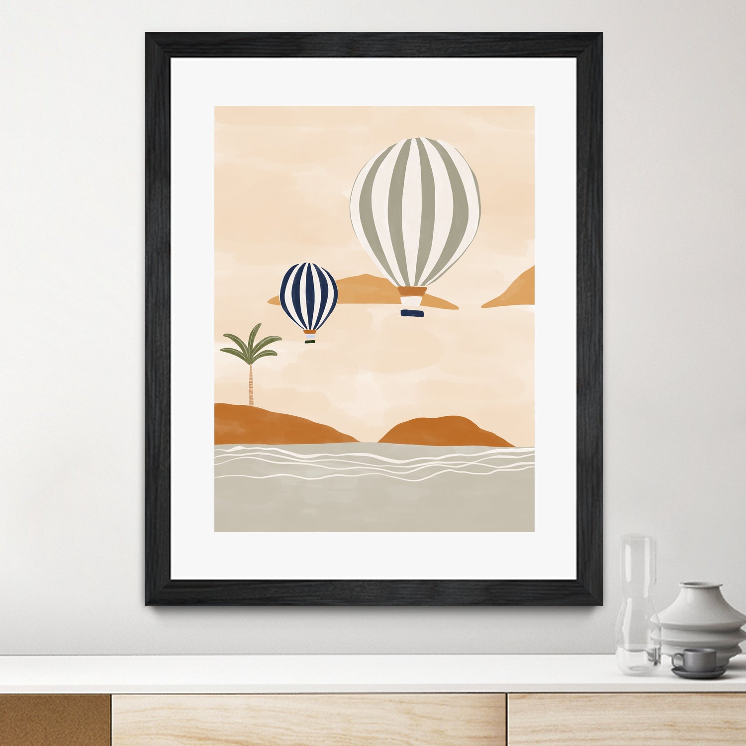 Airballoons In Dessert by Ivy on GIANT ART - illustration hot air balloon