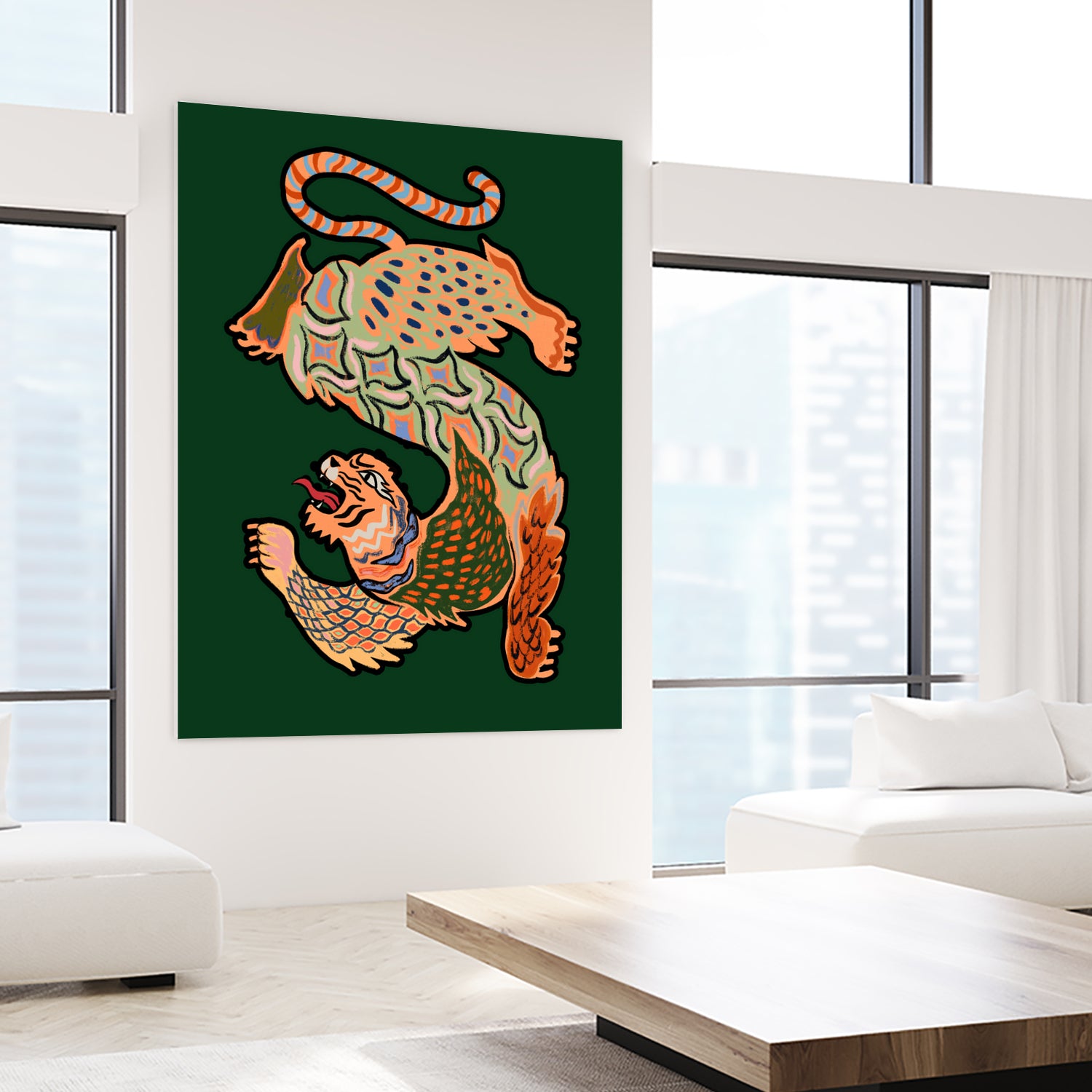 Asiantiger Green by Arty Guava on GIANT ART - illustration green background