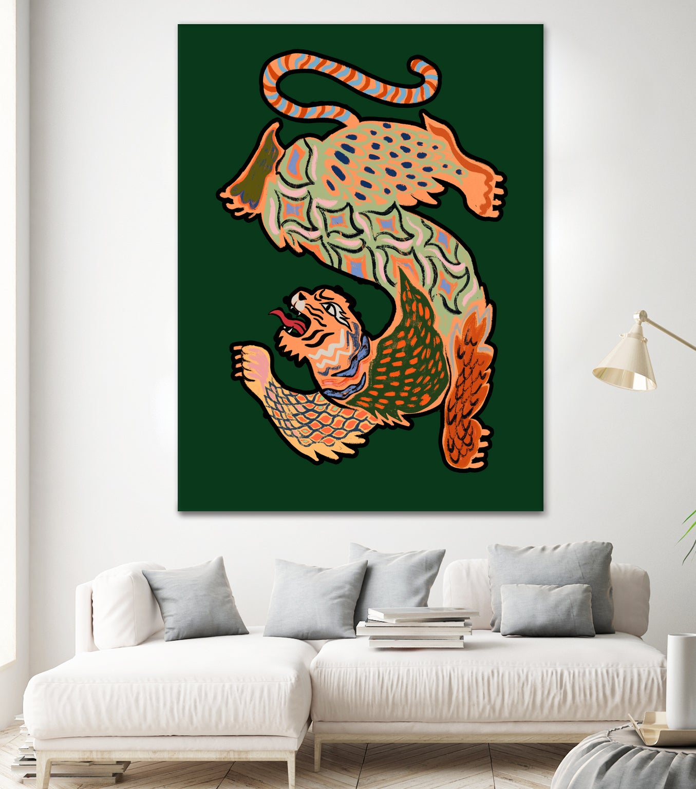 Asiantiger Green by Arty Guava on GIANT ART - illustration green background