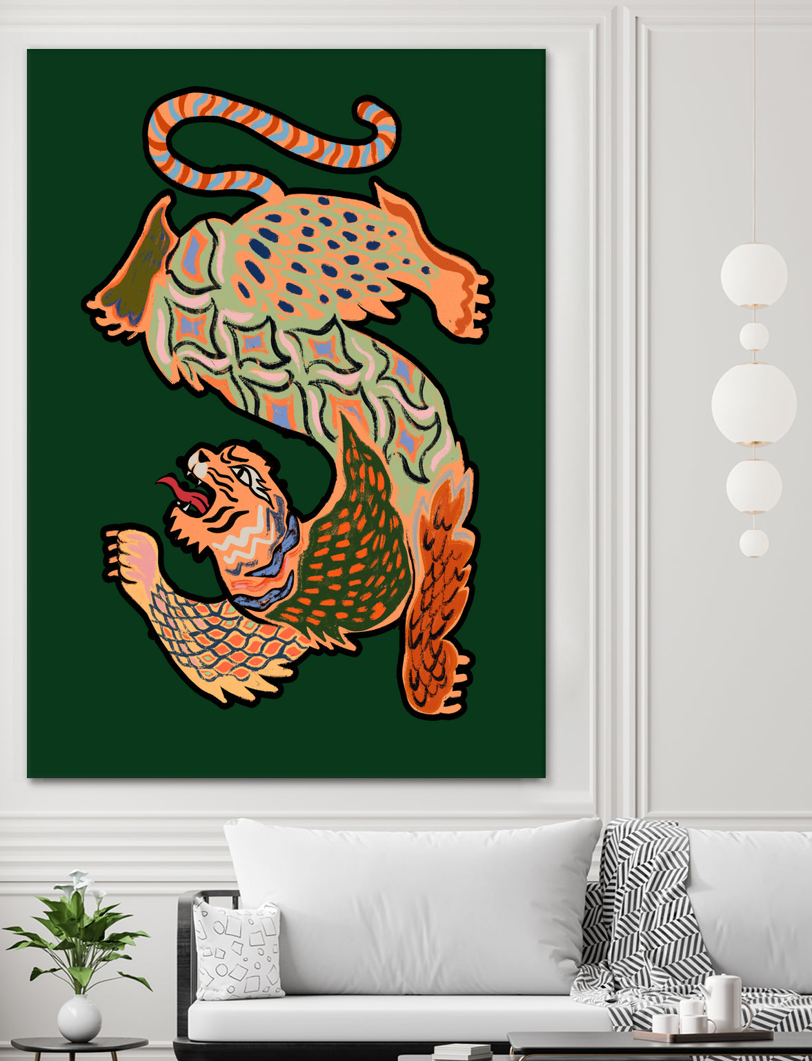 Asiantiger Green by Arty Guava on GIANT ART - illustration green background