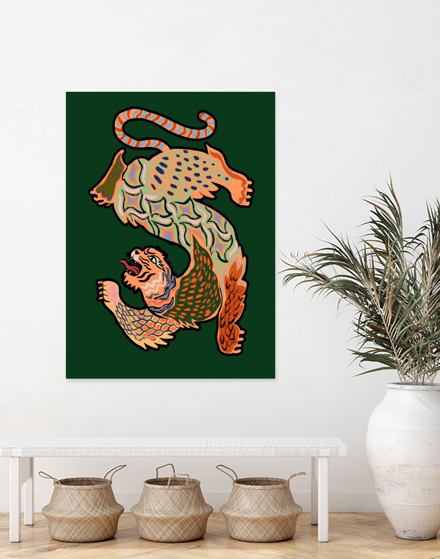 Asiantiger Green by Arty Guava on GIANT ART - illustration green background